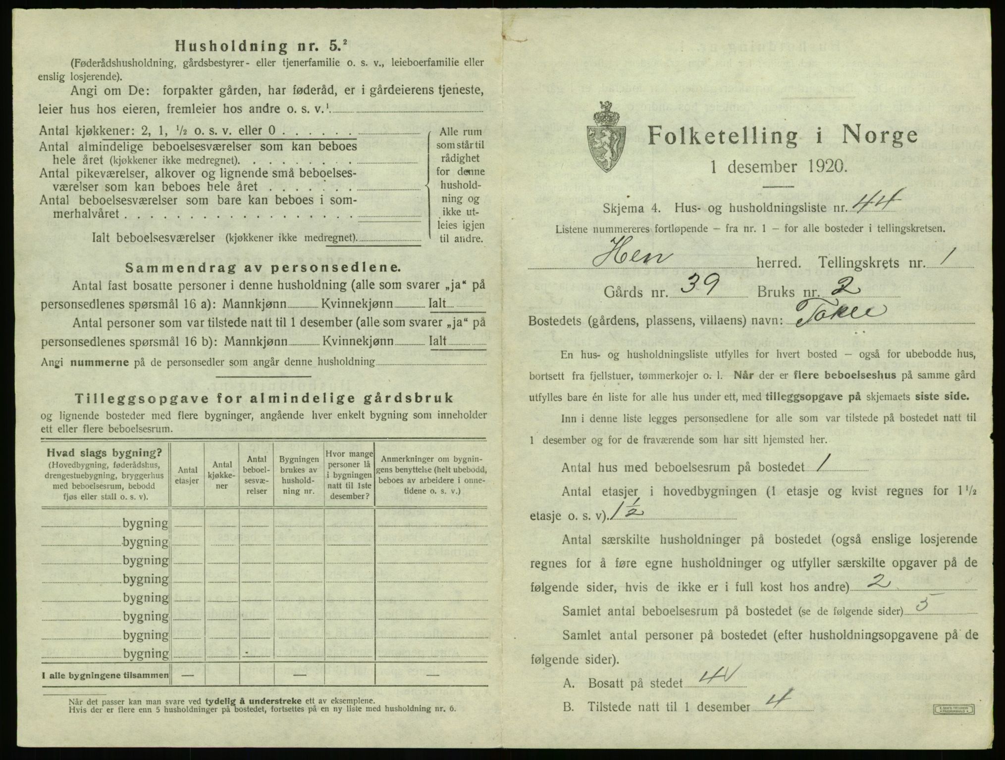 SAT, 1920 census for Hen, 1920, p. 112