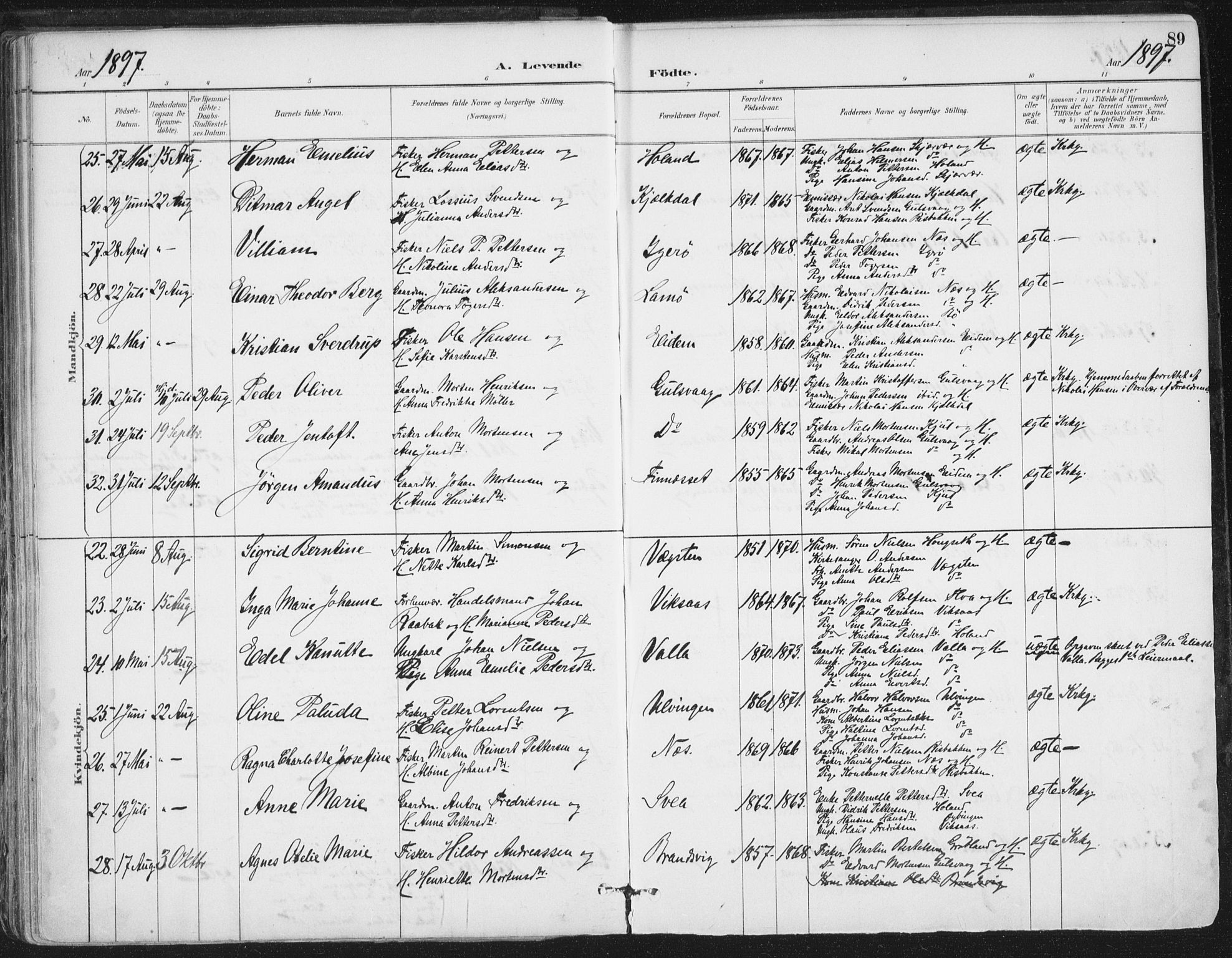 Ministerialprotokoller, klokkerbøker og fødselsregistre - Nordland, AV/SAT-A-1459/816/L0244: Parish register (official) no. 816A10, 1886-1903, p. 89