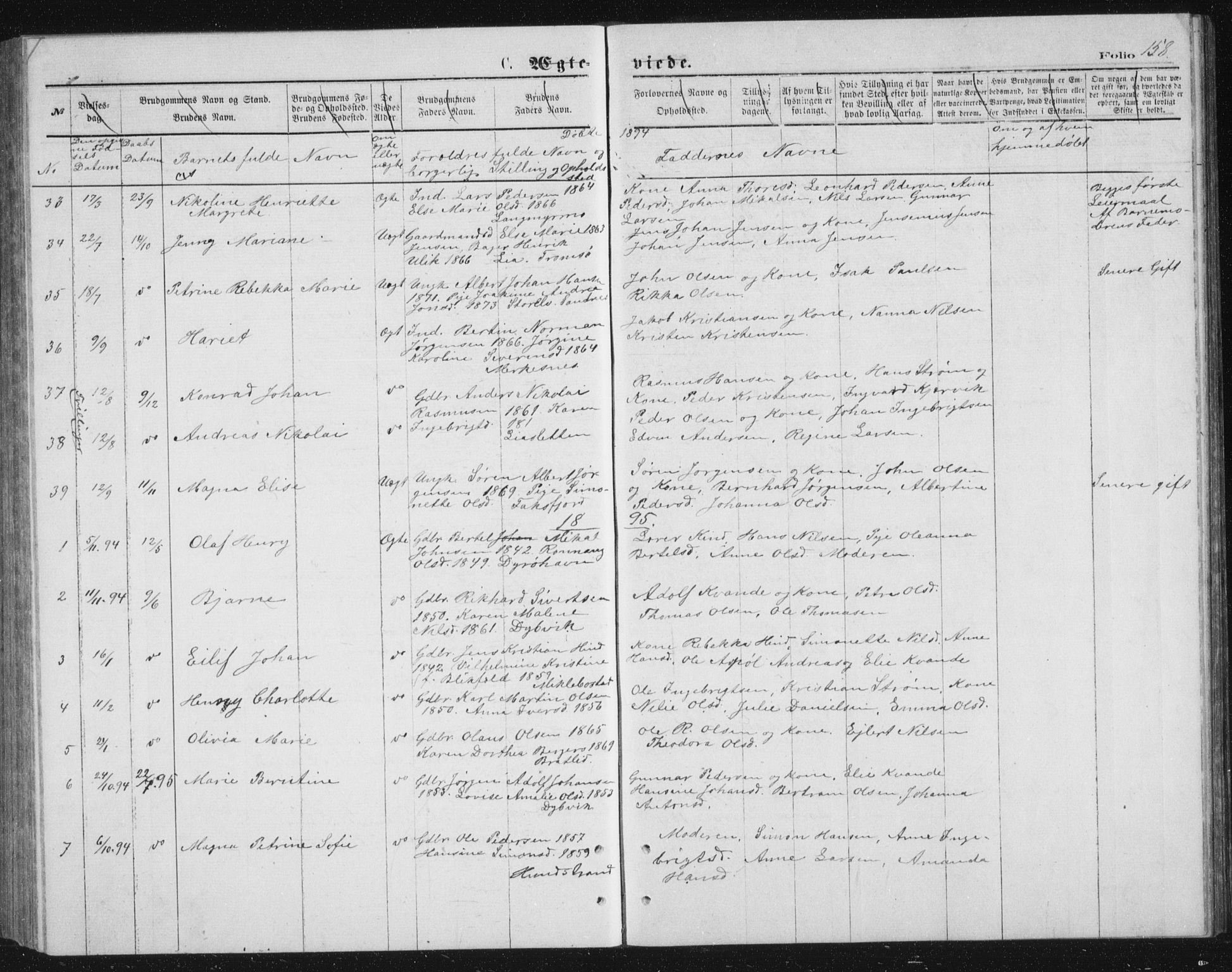 Tranøy sokneprestkontor, AV/SATØ-S-1313/I/Ia/Iab/L0013klokker: Parish register (copy) no. 13, 1874-1896, p. 158