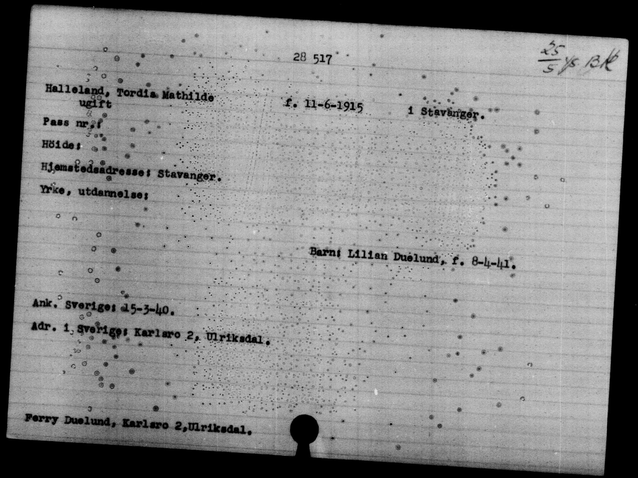 Den Kgl. Norske Legasjons Flyktningskontor, AV/RA-S-6753/V/Va/L0012: Kjesäterkartoteket.  Flyktningenr. 28300-31566, 1940-1945, p. 239