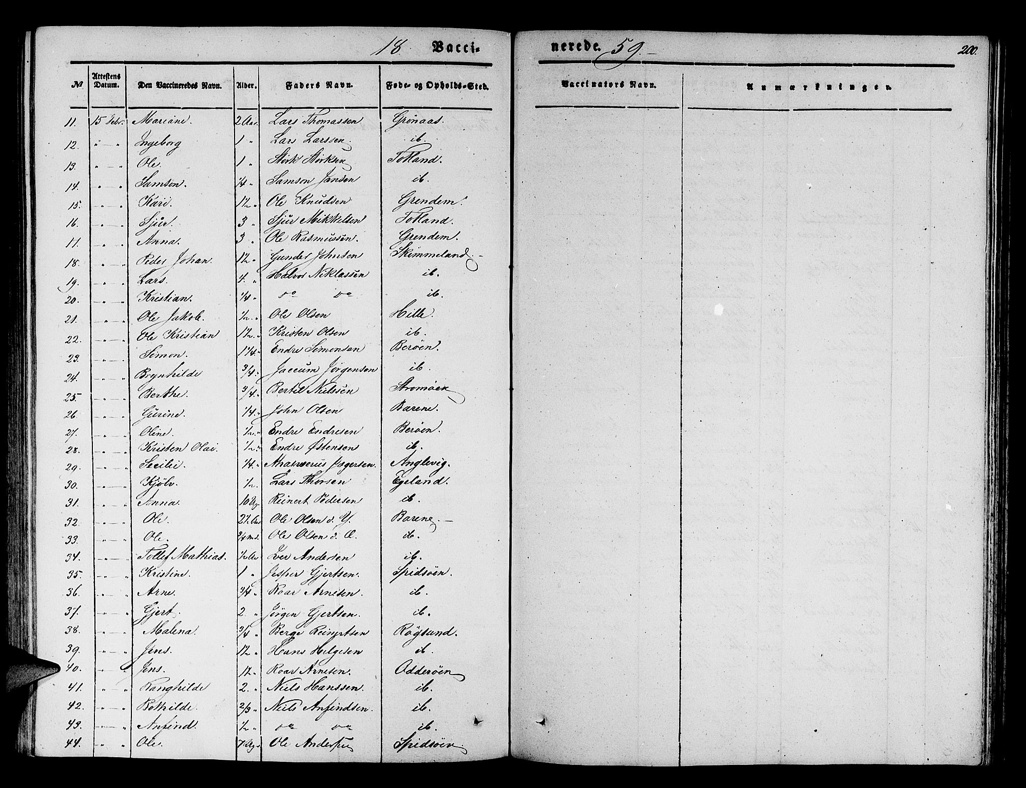 Finnås sokneprestembete, SAB/A-99925/H/Ha/Hab/Haba/L0001: Parish register (copy) no. A 1, 1851-1873, p. 200