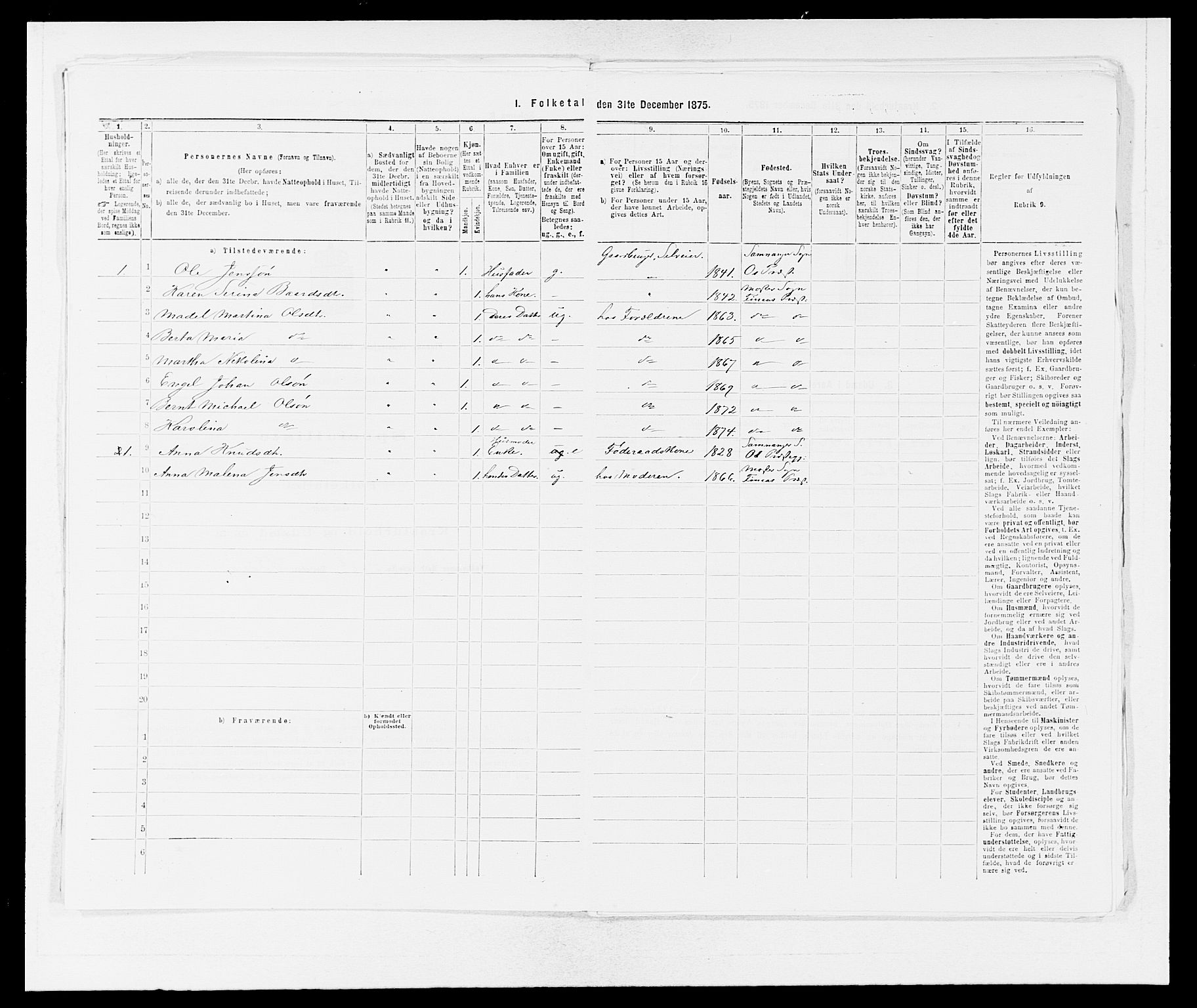 SAB, 1875 census for 1218P Finnås, 1875, p. 243