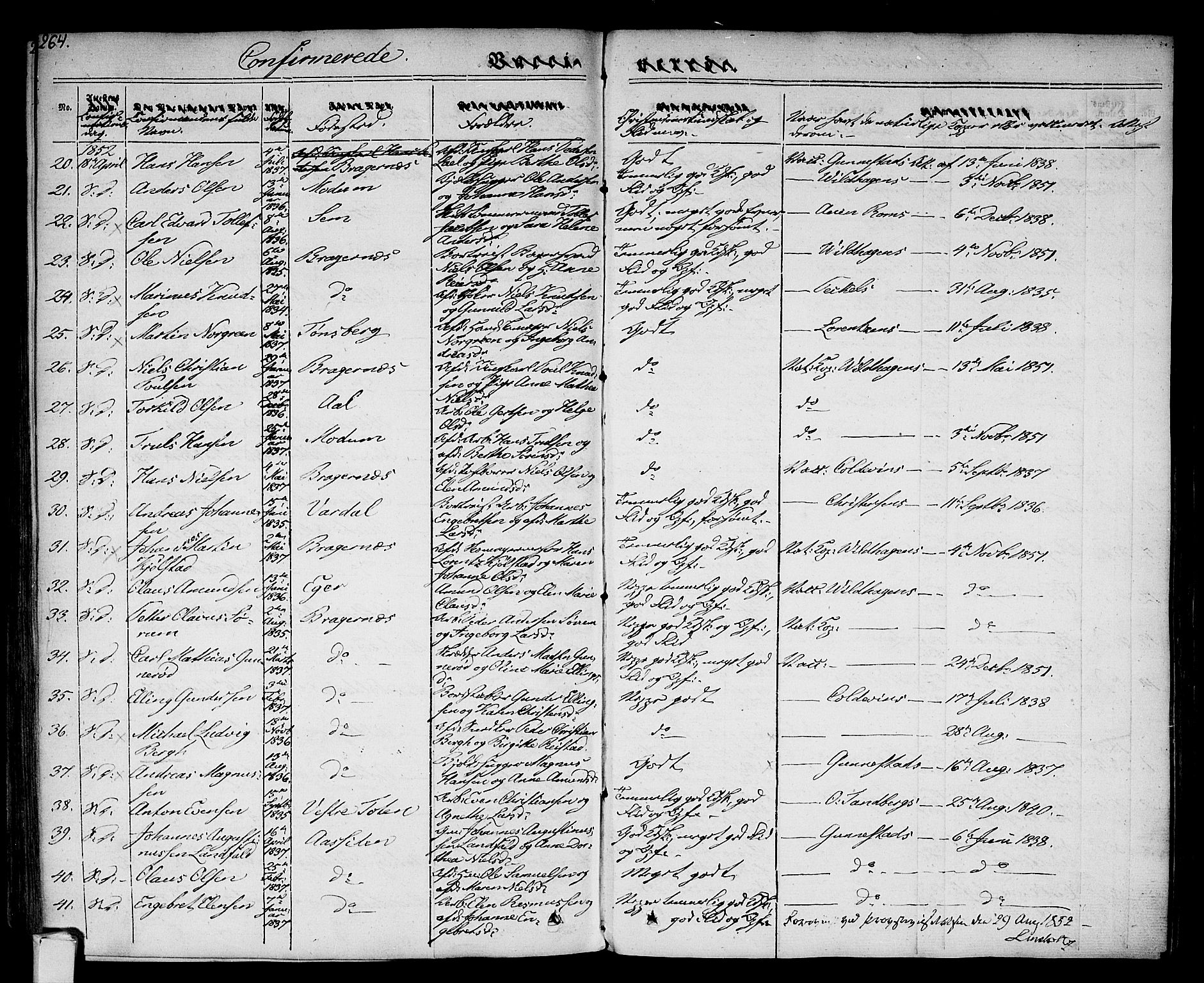 Bragernes kirkebøker, SAKO/A-6/F/Fc/L0001: Parish register (official) no. III 1, 1830-1853, p. 264