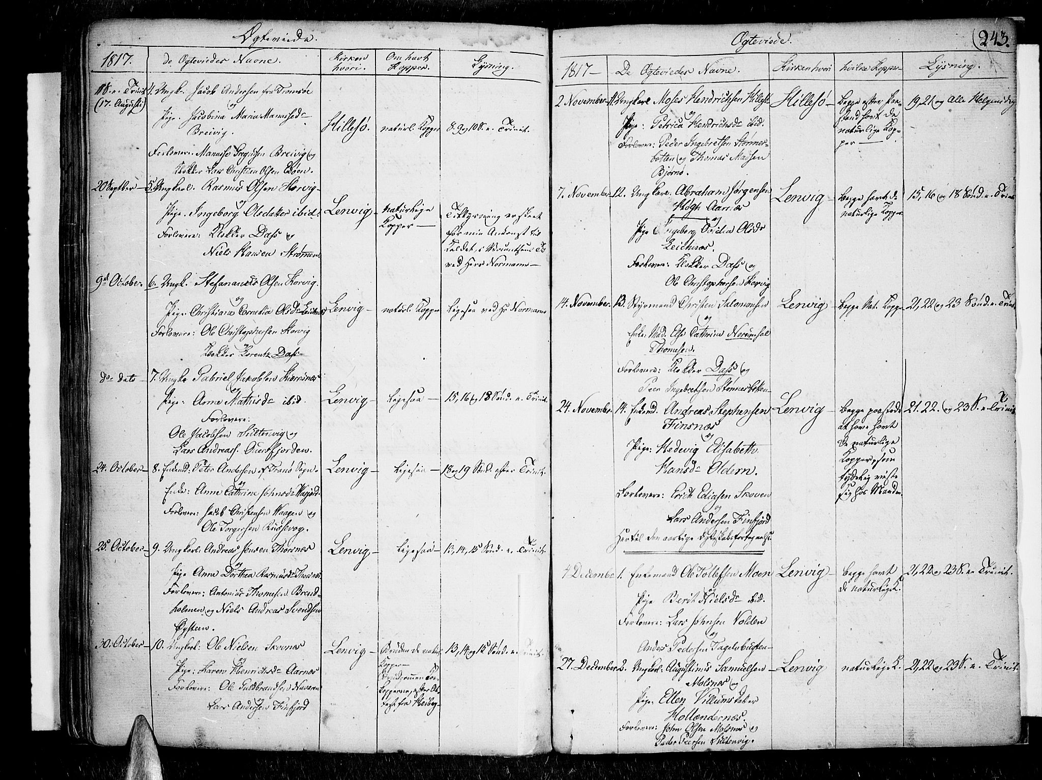 Lenvik sokneprestembete, SATØ/S-1310/H/Ha/Haa/L0002kirke: Parish register (official) no. 2, 1784-1820, p. 243