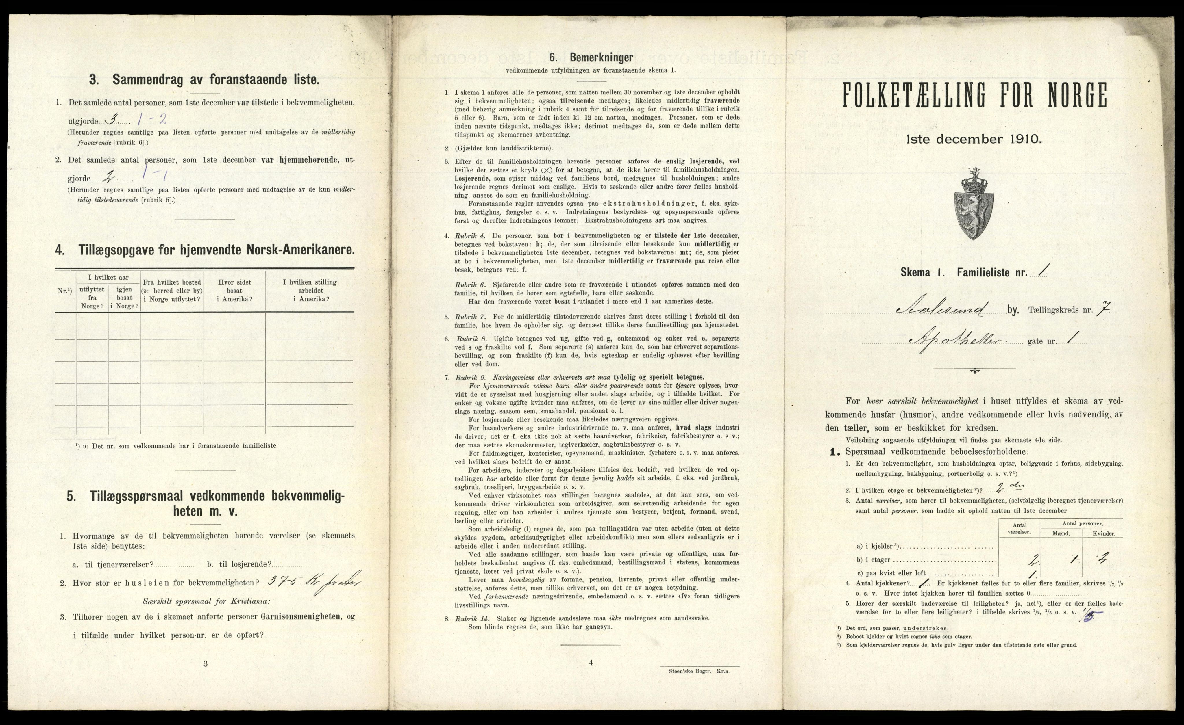 RA, 1910 census for Ålesund, 1910, p. 2597