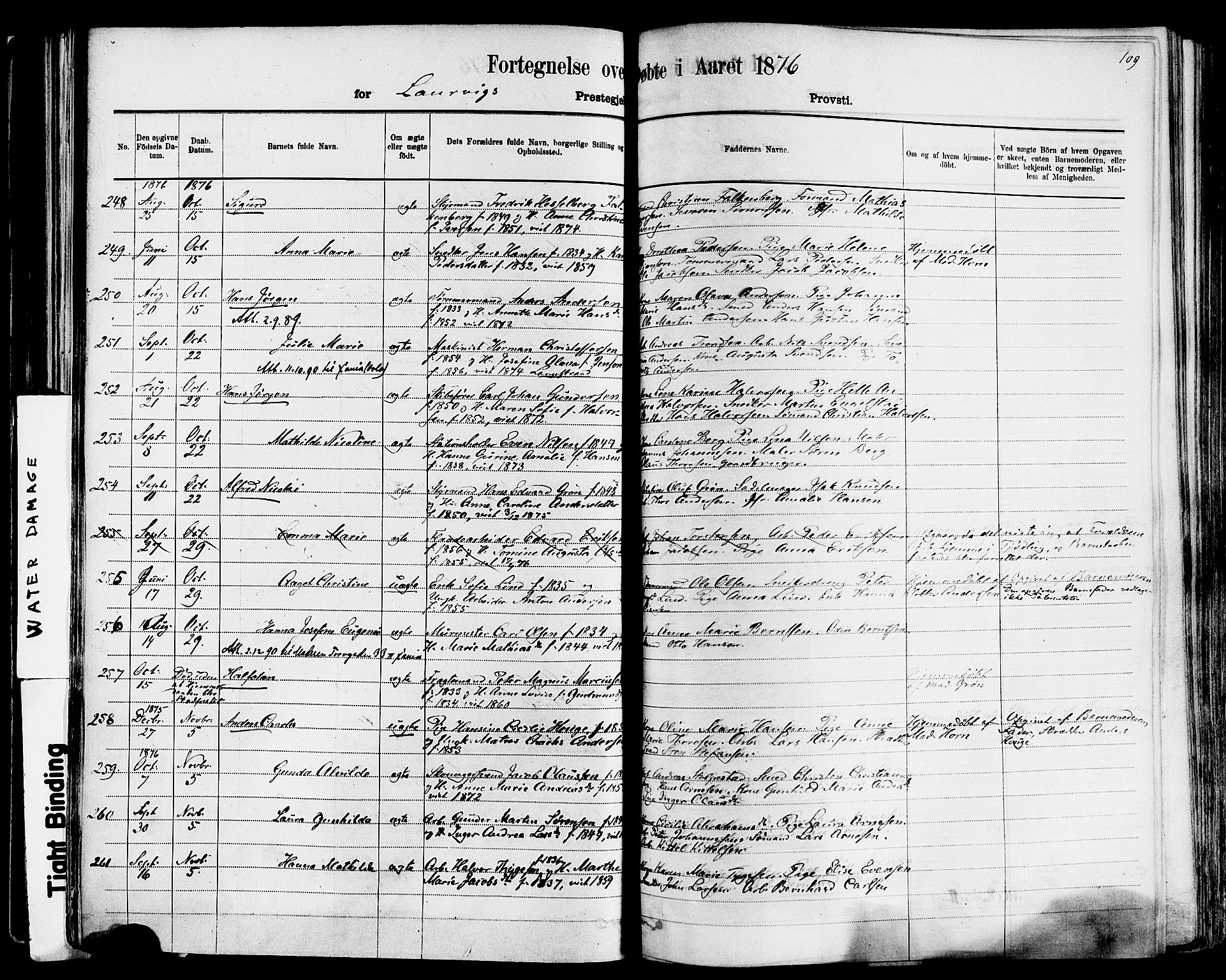 Larvik kirkebøker, AV/SAKO-A-352/F/Fa/L0006: Parish register (official) no. I 6, 1871-1883, p. 109