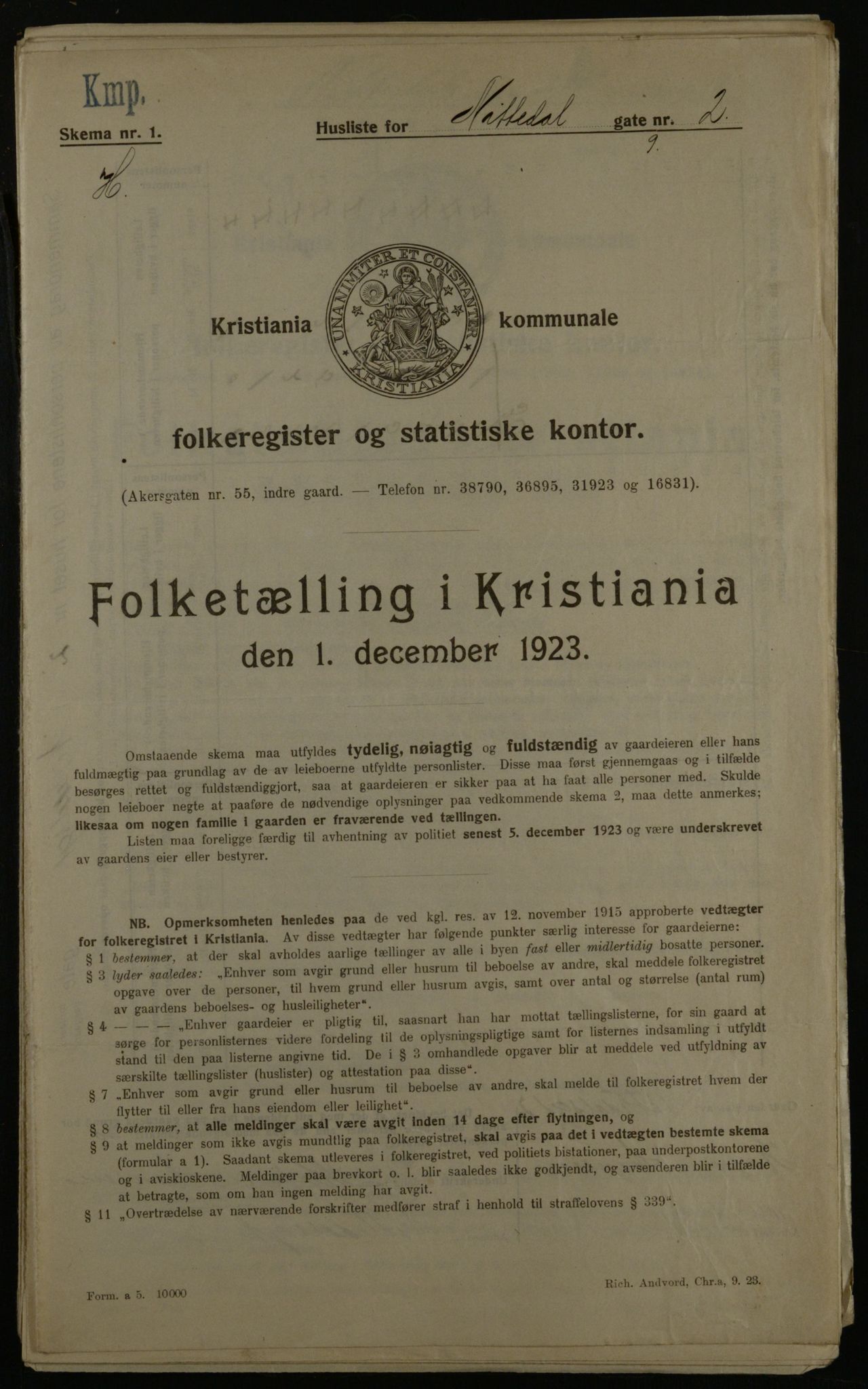 OBA, Municipal Census 1923 for Kristiania, 1923, p. 78365