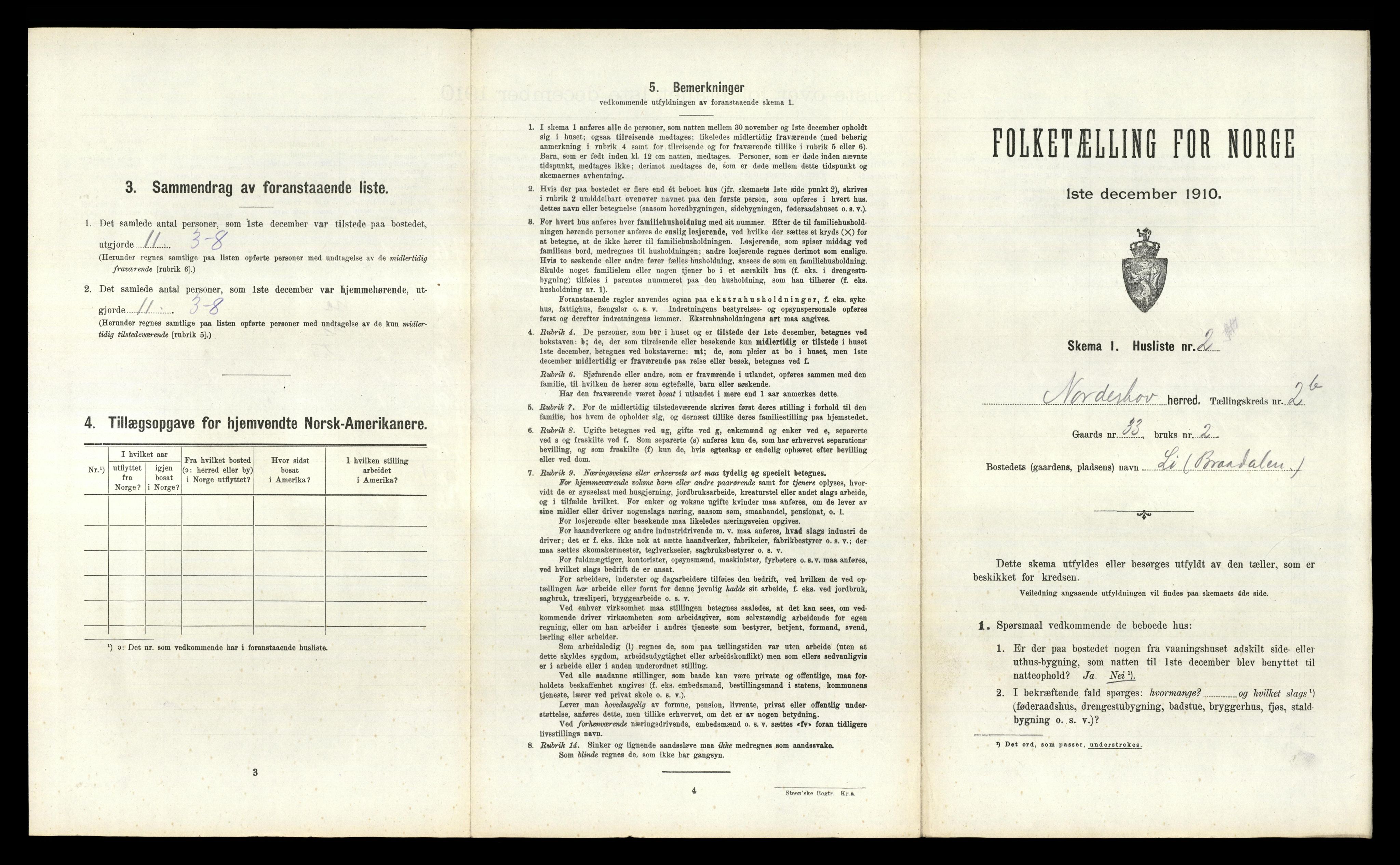 RA, 1910 census for Norderhov, 1910, p. 380