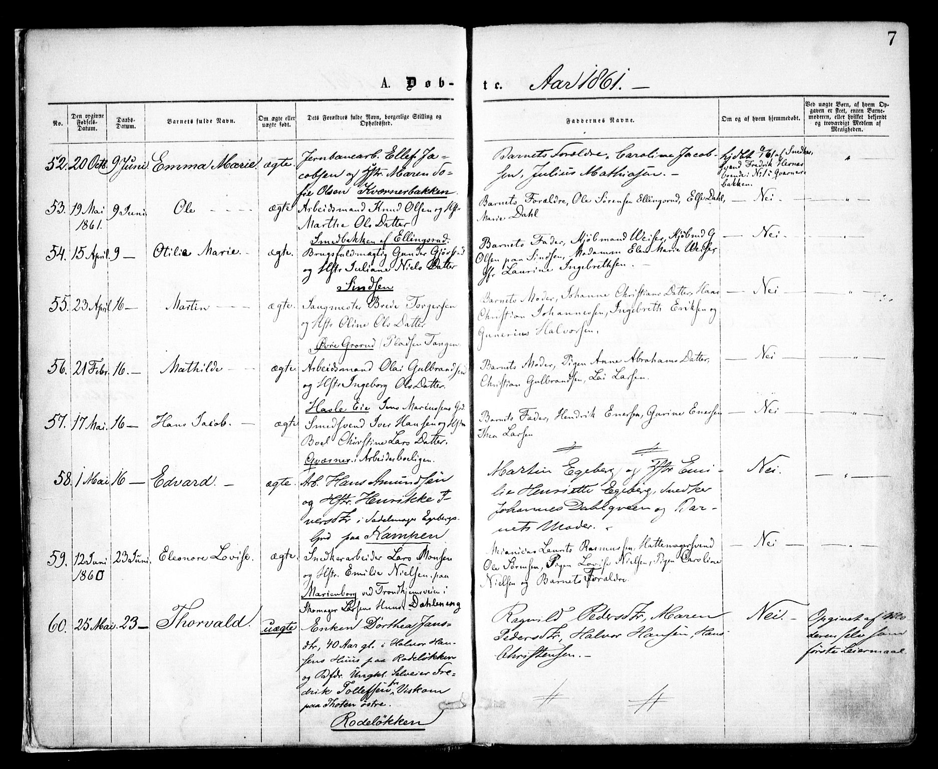 Østre Aker prestekontor Kirkebøker, AV/SAO-A-10840/F/Fa/L0001: Parish register (official) no. I 1, 1861-1869, p. 7