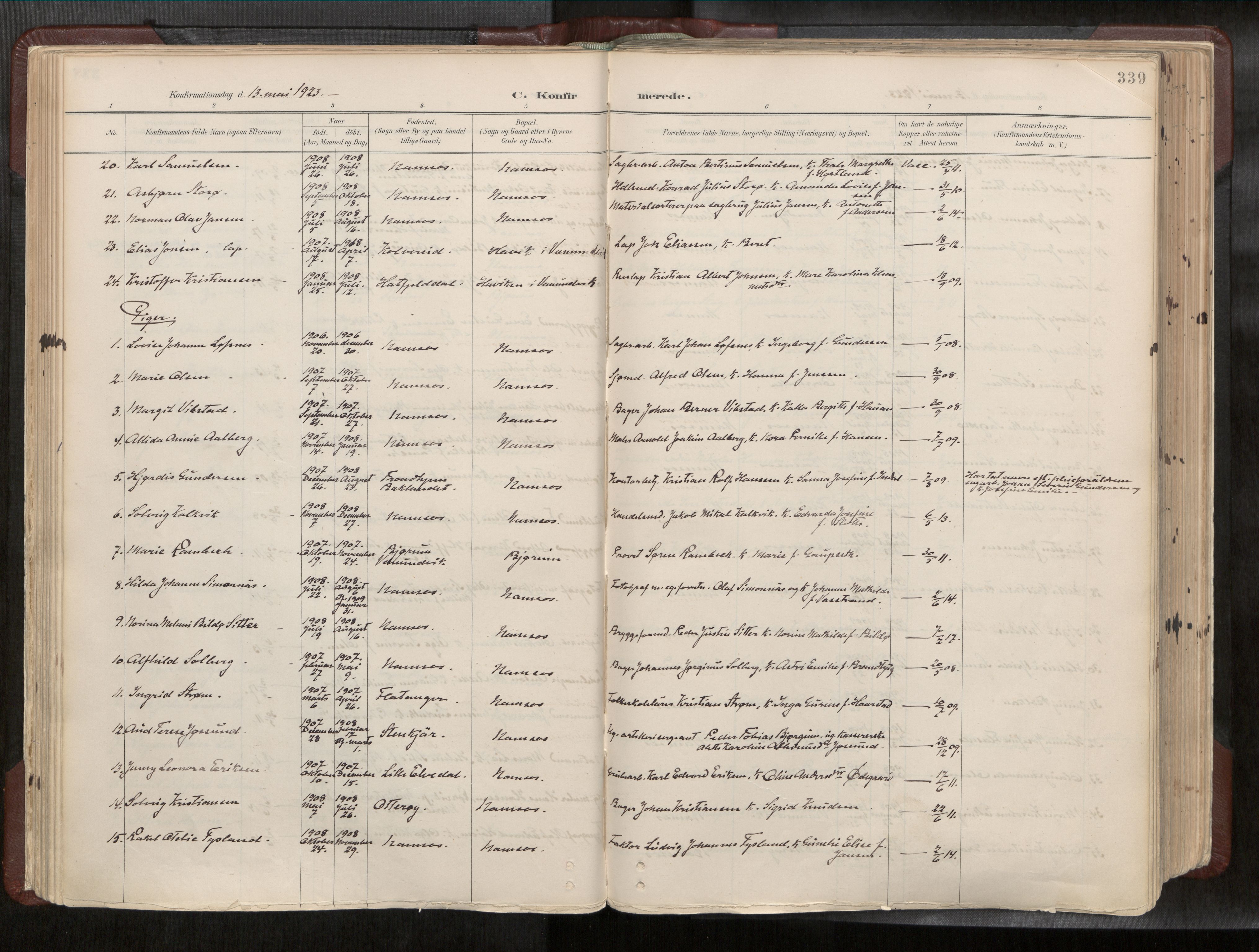 Ministerialprotokoller, klokkerbøker og fødselsregistre - Nord-Trøndelag, AV/SAT-A-1458/768/L0579a: Parish register (official) no. 768A14, 1887-1931, p. 338