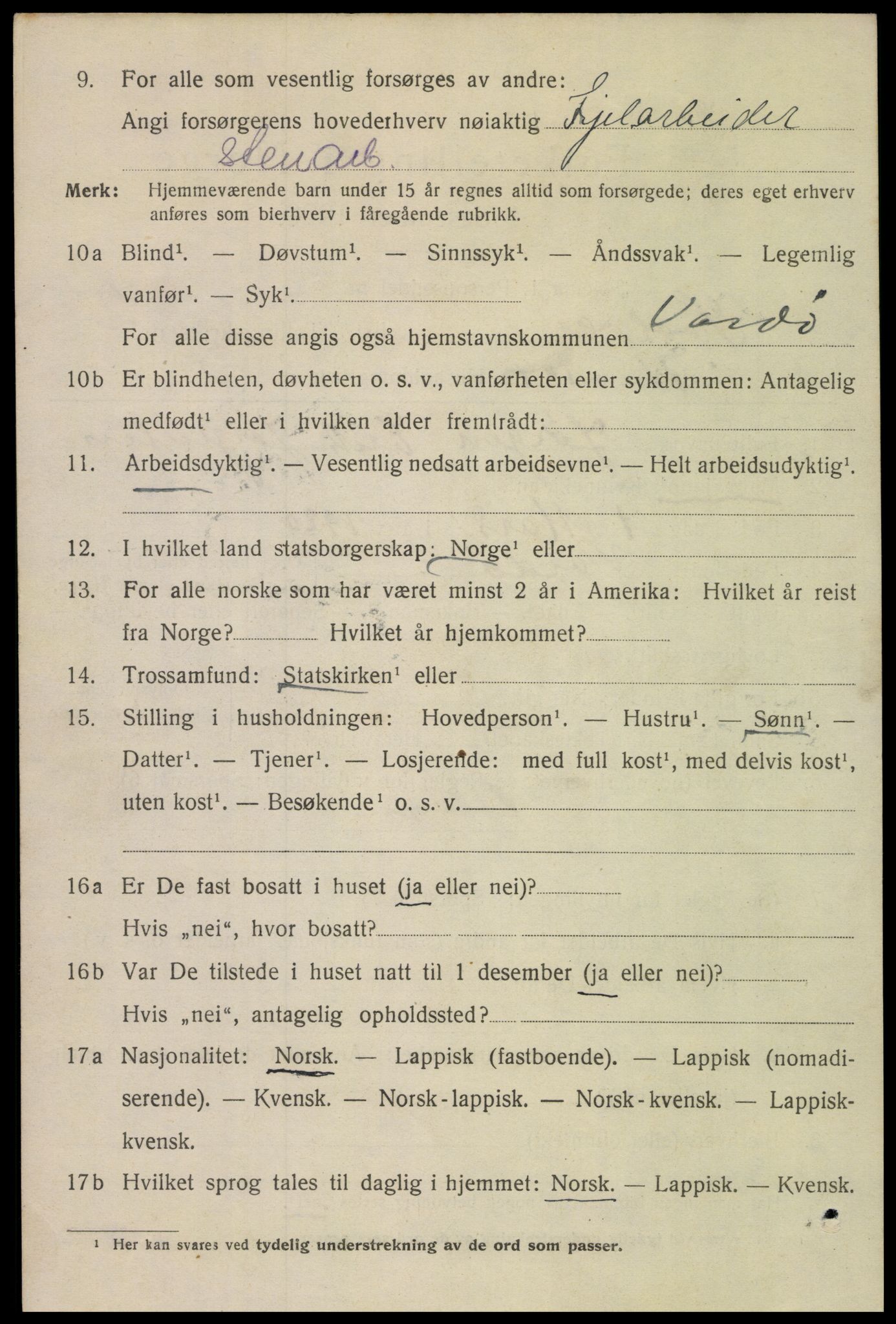 SAT, 1920 census for Svolvær, 1920, p. 3977