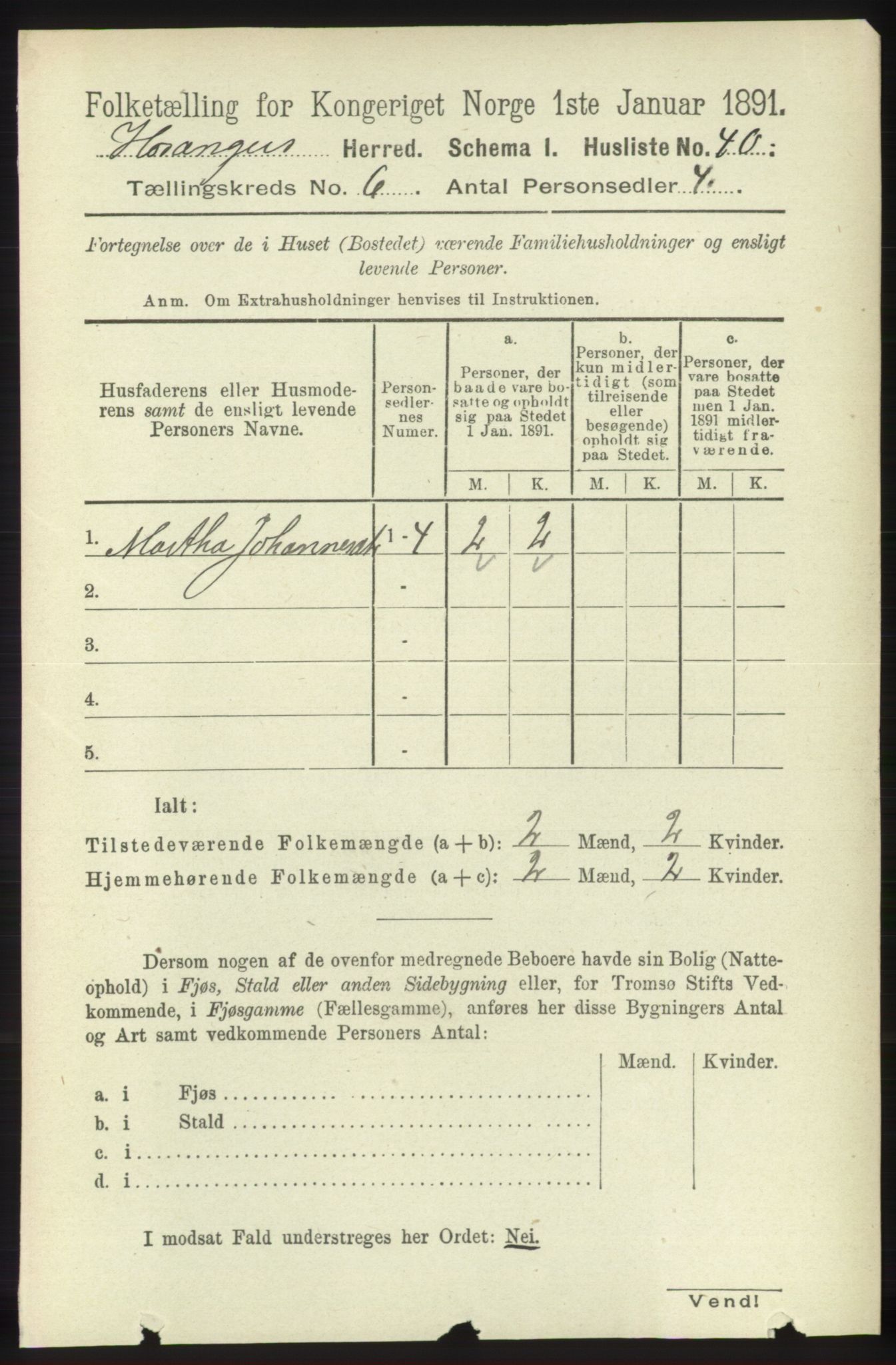 RA, 1891 census for 1253 Hosanger, 1891, p. 2135