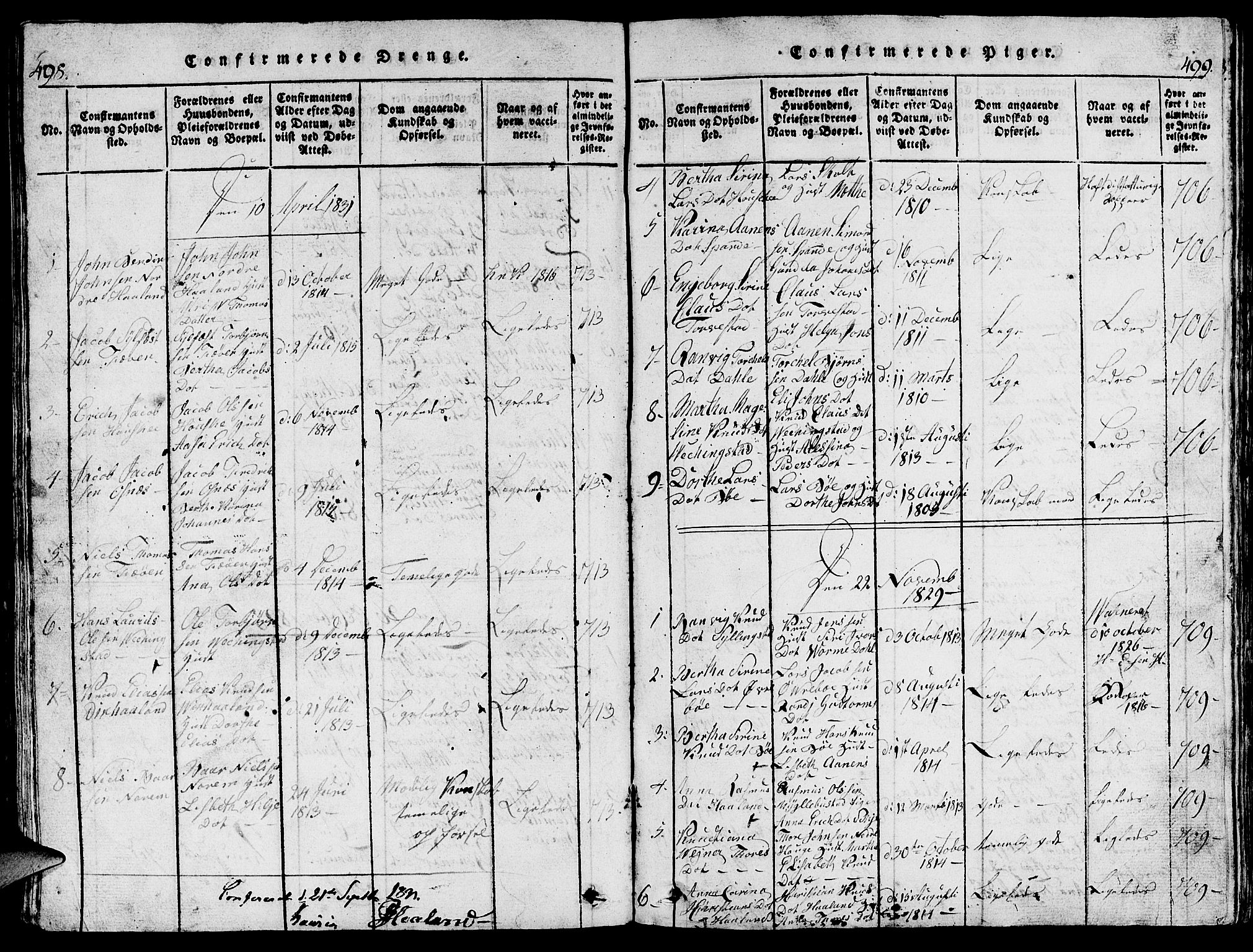 Torvastad sokneprestkontor, AV/SAST-A -101857/H/Ha/Hab/L0001: Parish register (copy) no. B 1 /1, 1817-1835, p. 498-499