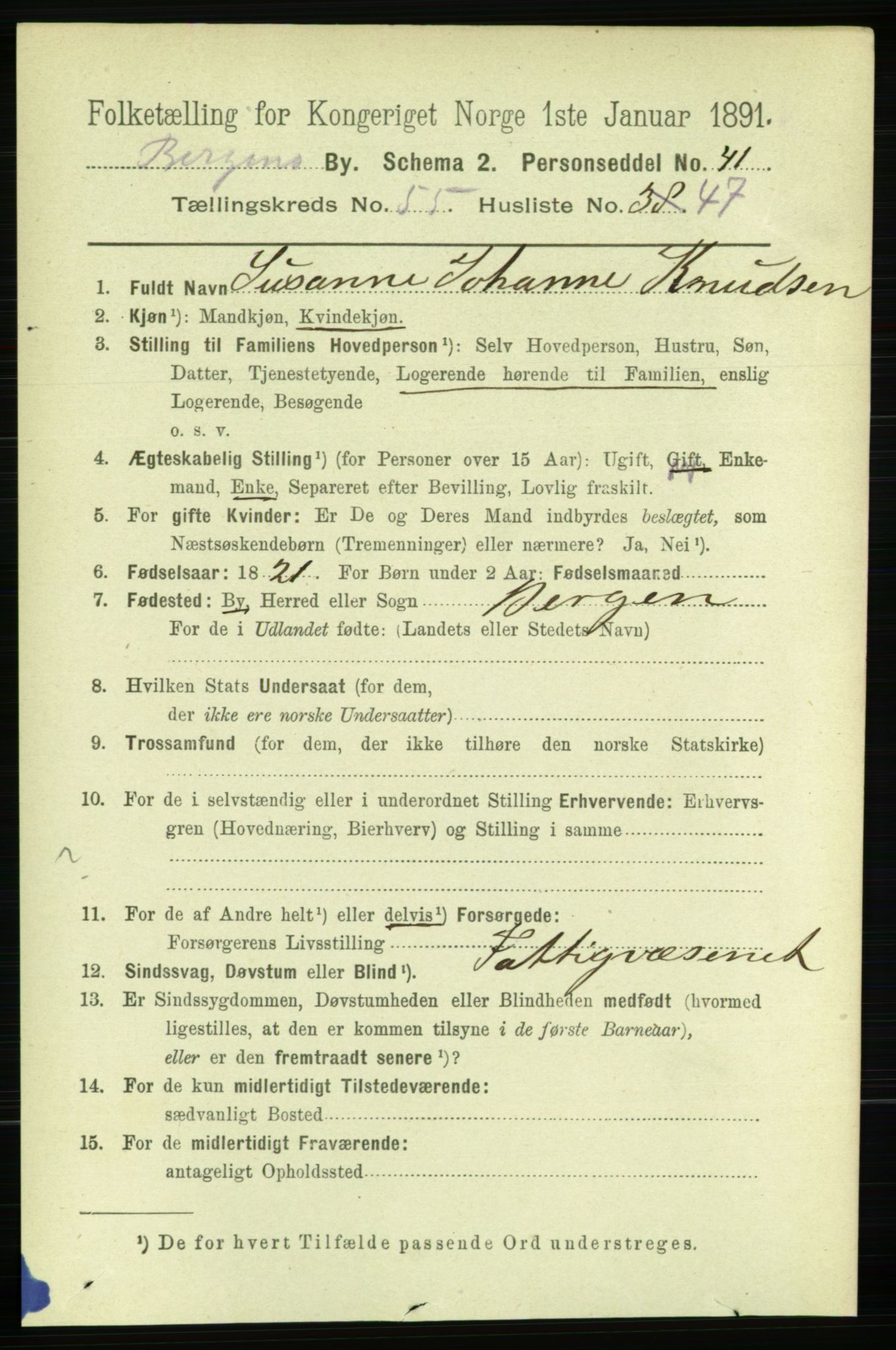 RA, 1891 Census for 1301 Bergen, 1891, p. 64413