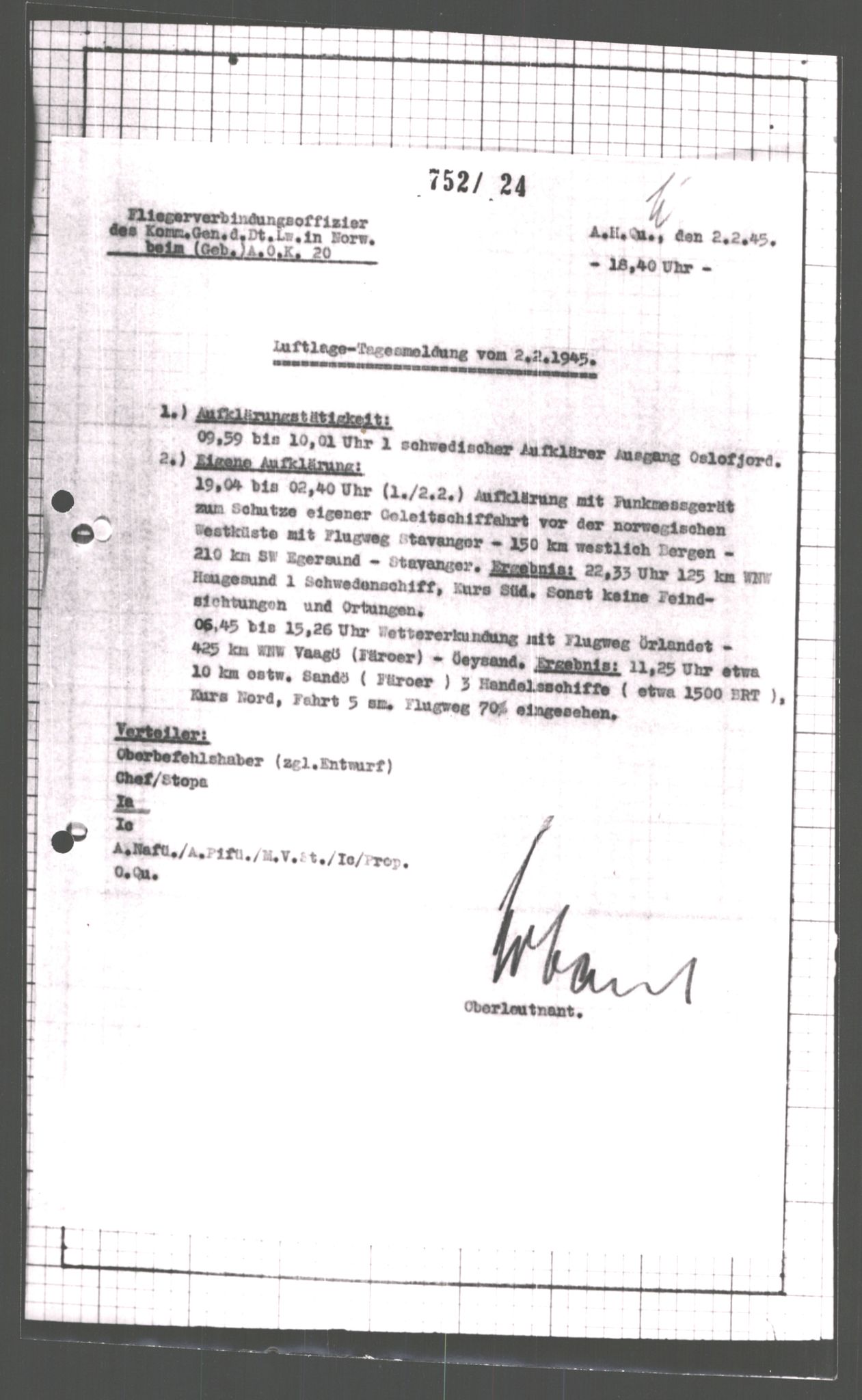 Forsvarets Overkommando. 2 kontor. Arkiv 11.4. Spredte tyske arkivsaker, AV/RA-RAFA-7031/D/Dar/Dara/L0007: Krigsdagbøker for 20. Gebirgs-Armee-Oberkommando (AOK 20), 1945, p. 62