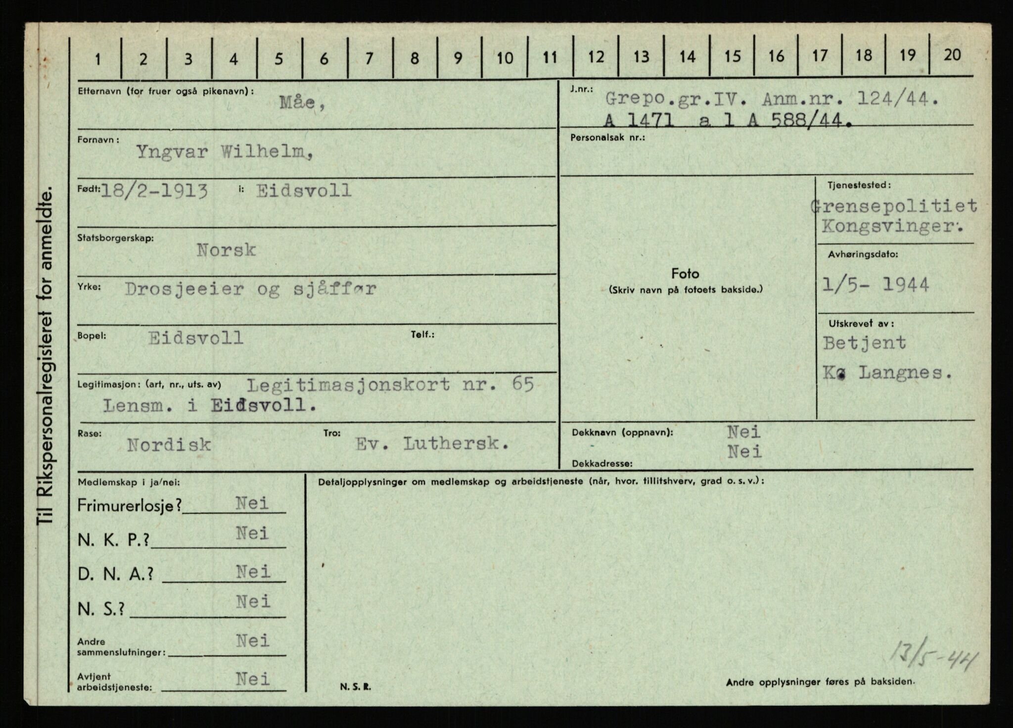 Statspolitiet - Hovedkontoret / Osloavdelingen, AV/RA-S-1329/C/Ca/L0010: Lind - Moksnes, 1943-1945, p. 2305