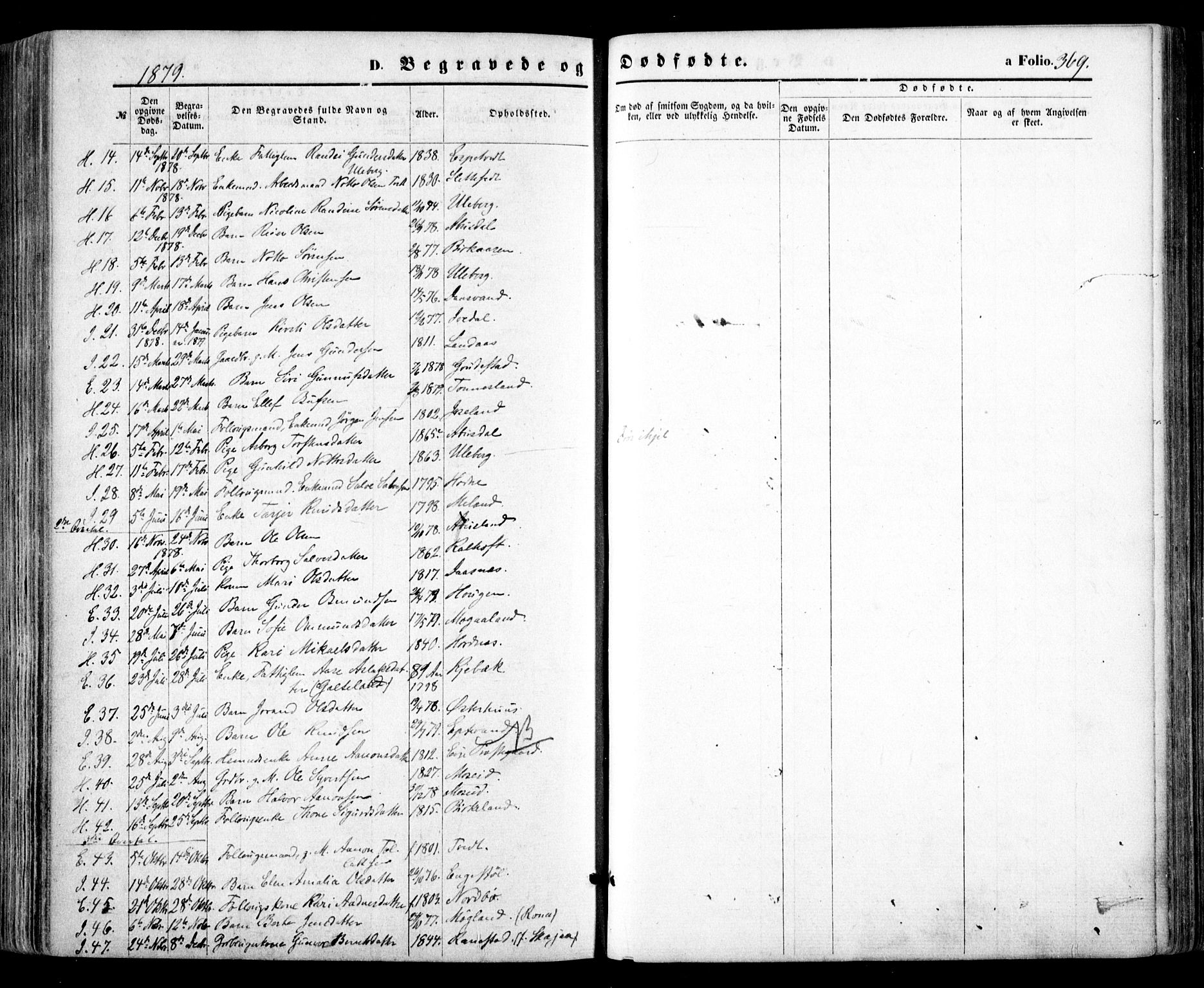 Evje sokneprestkontor, AV/SAK-1111-0008/F/Fa/Faa/L0006: Parish register (official) no. A 6, 1866-1884, p. 369