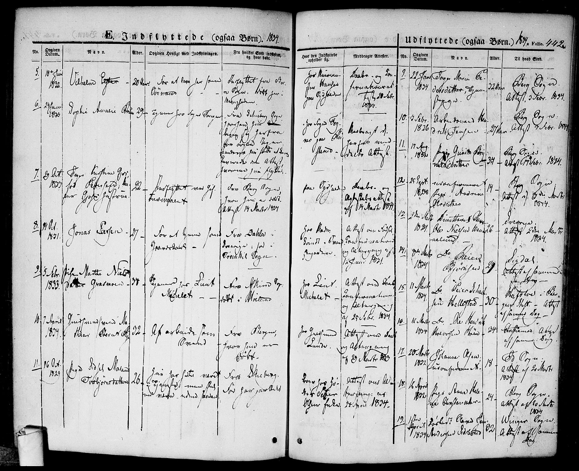 Halden prestekontor Kirkebøker, SAO/A-10909/F/Fa/L0005: Parish register (official) no. I 5, 1834-1845, p. 442