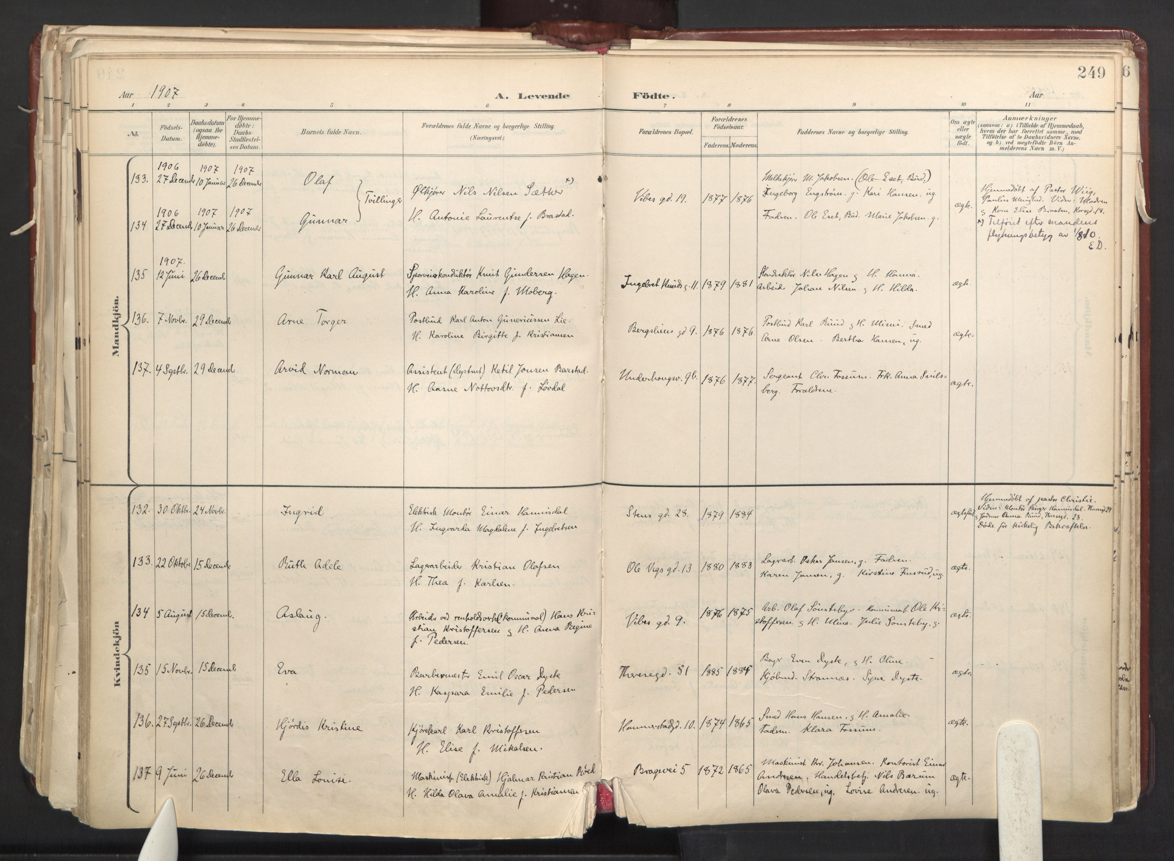 Fagerborg prestekontor Kirkebøker, AV/SAO-A-10844/F/Fa/L0001: Parish register (official) no. 1, 1898-1909, p. 249
