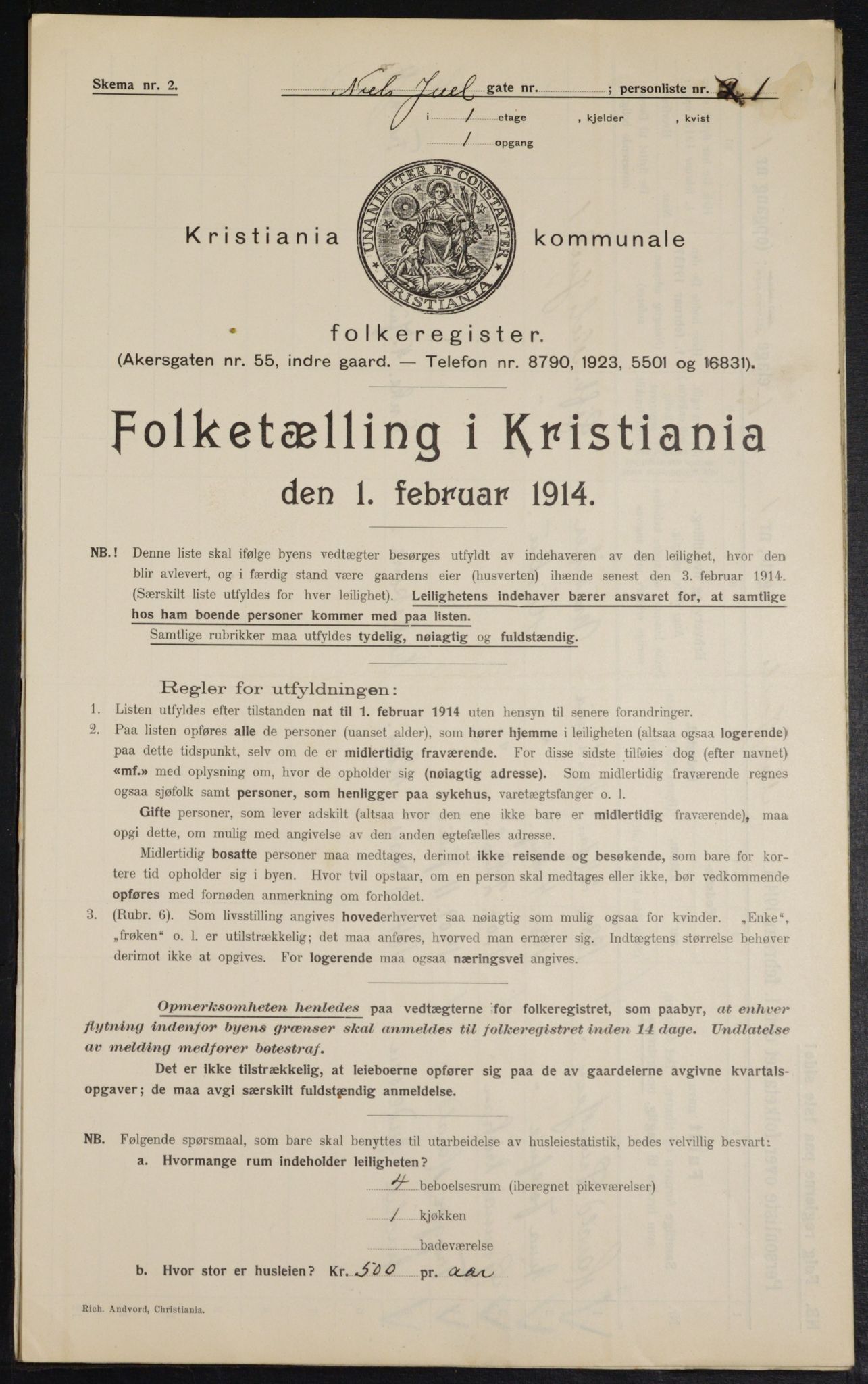 OBA, Municipal Census 1914 for Kristiania, 1914, p. 70133