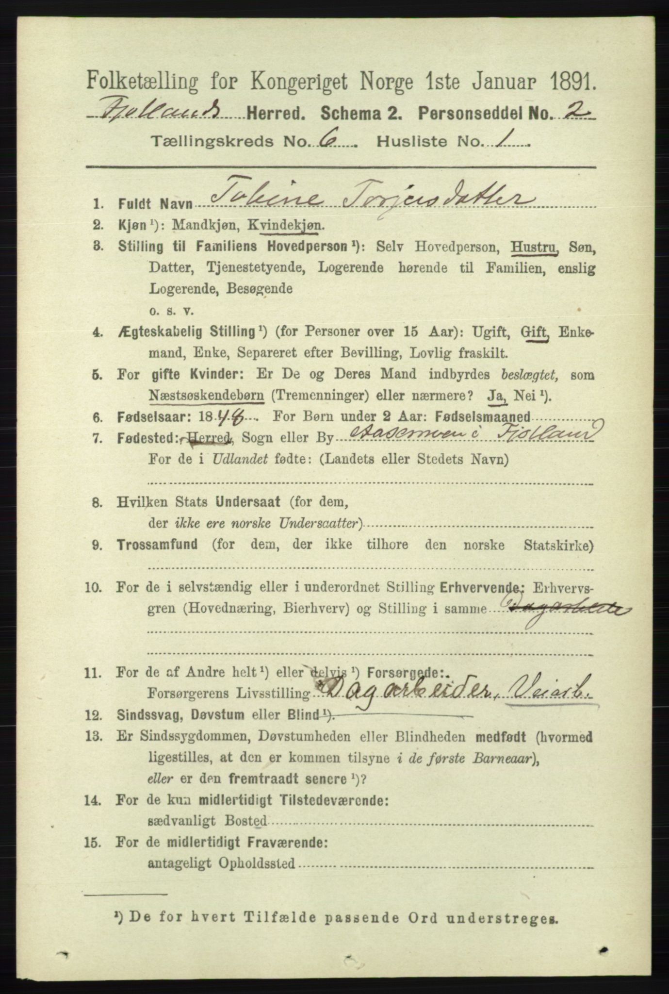 RA, 1891 census for 1036 Fjotland, 1891, p. 862