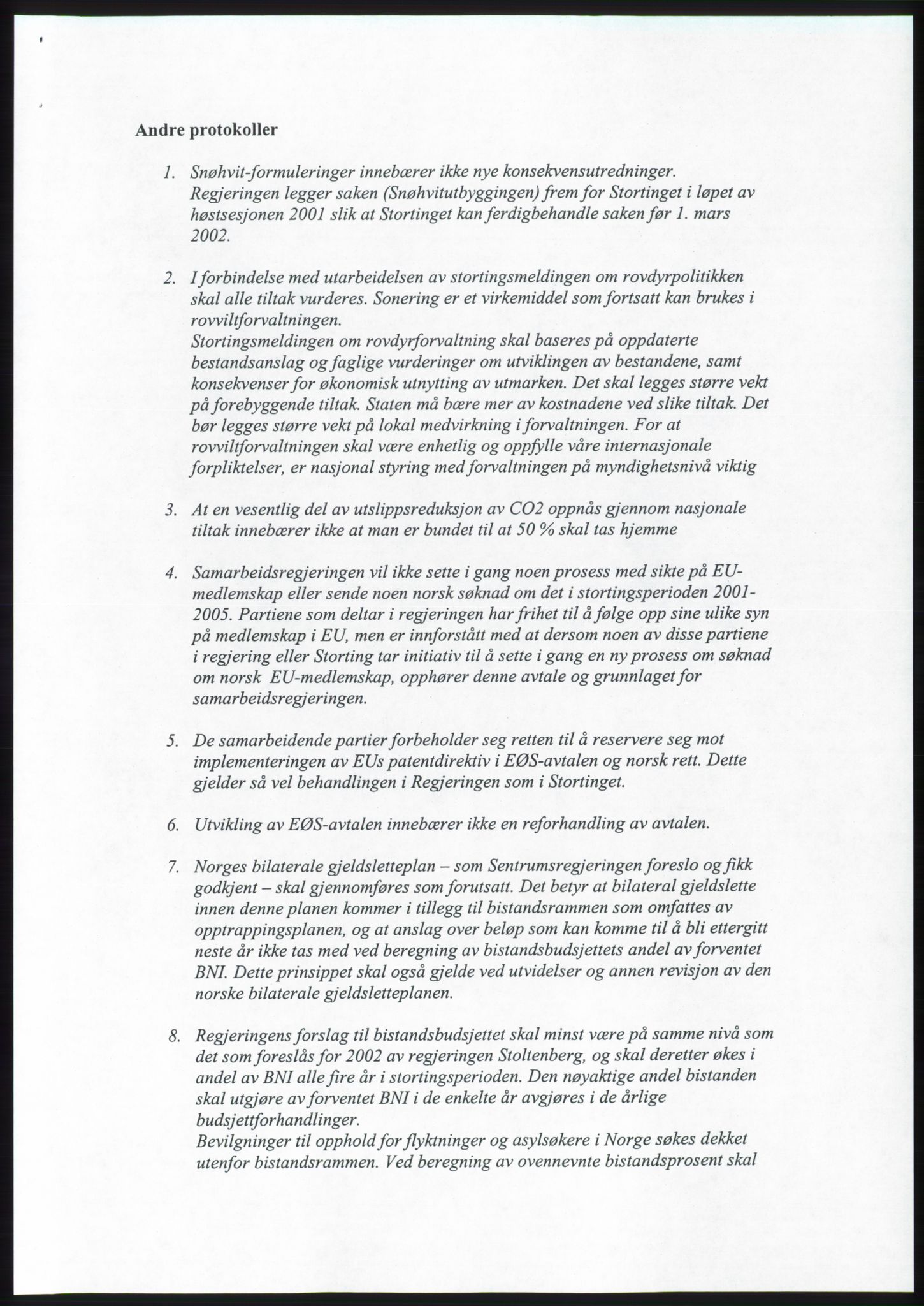 Forhandlingsmøtene 2001 mellom Høyre, Kristelig Folkeparti og Venstre om dannelse av regjering, AV/RA-PA-1395/A/L0001: Forhandlingsprotokoll med vedlegg, 2001, p. 58