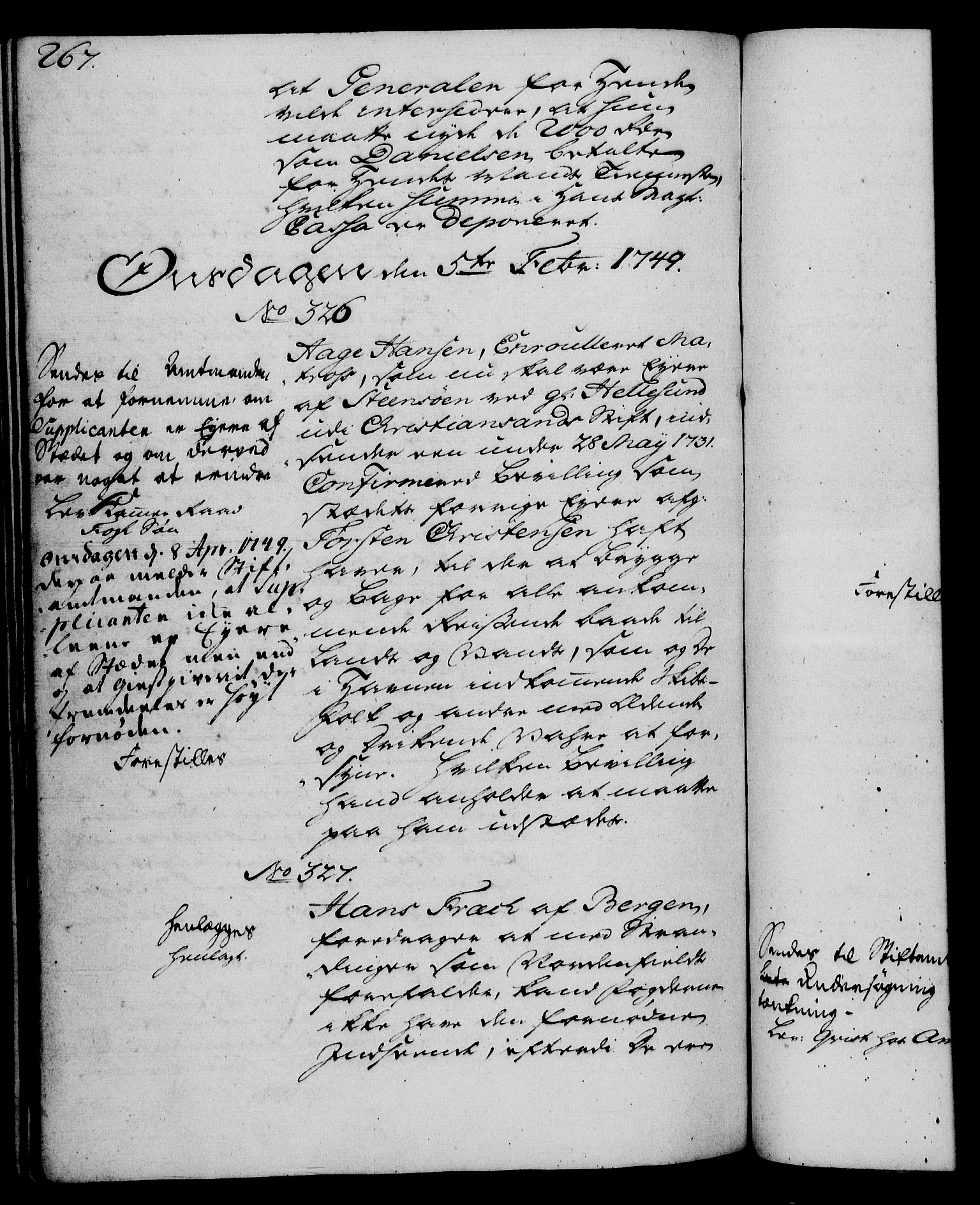 Rentekammeret, Kammerkanselliet, RA/EA-3111/G/Gh/Gha/L0029: Norsk ekstraktmemorialprotokoll (merket RK 53.74), 1748-1749, p. 267