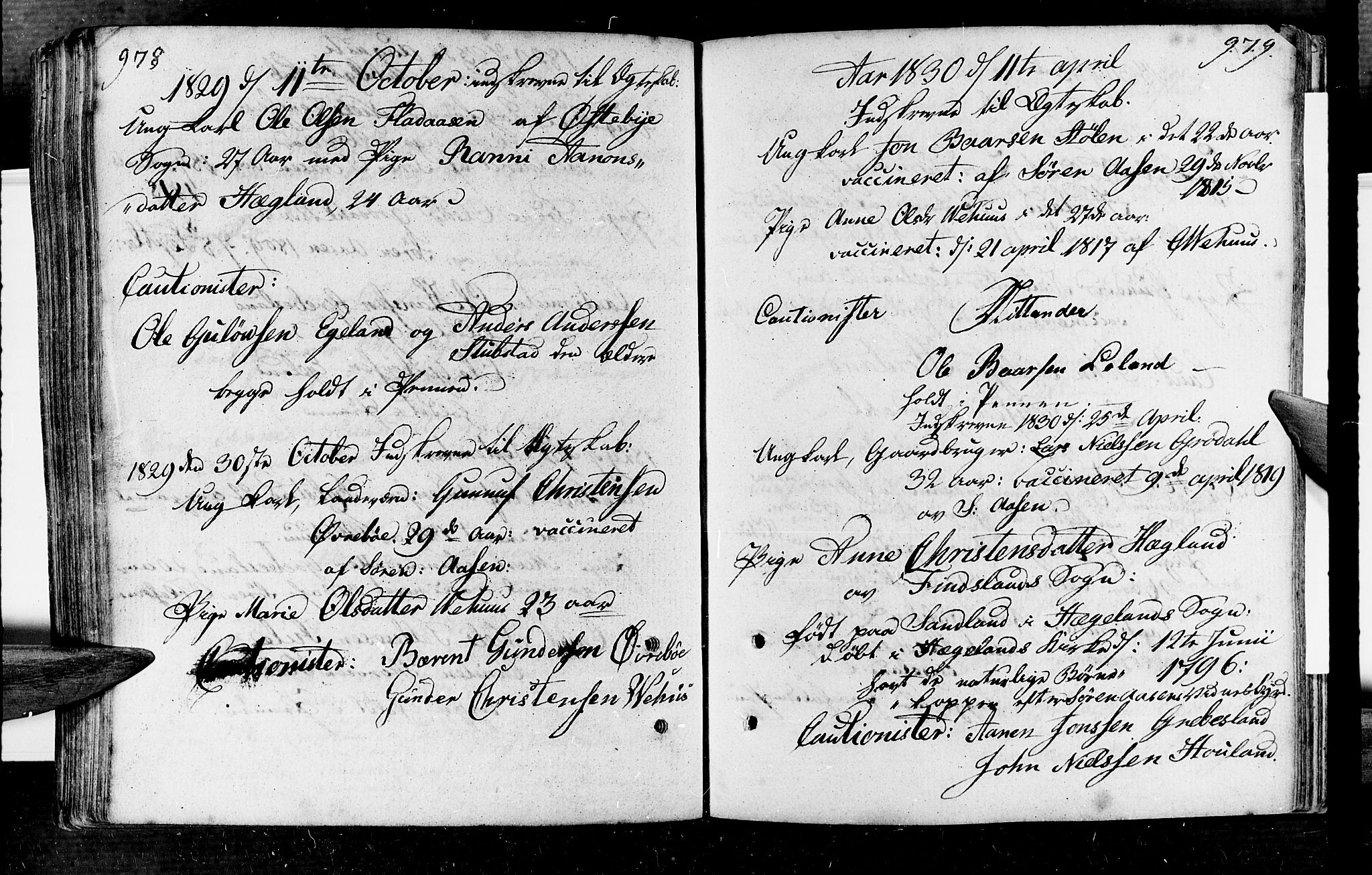 Vennesla sokneprestkontor, SAK/1111-0045/Fa/Fac/L0002: Parish register (official) no. A 2, 1785-1834, p. 978-979