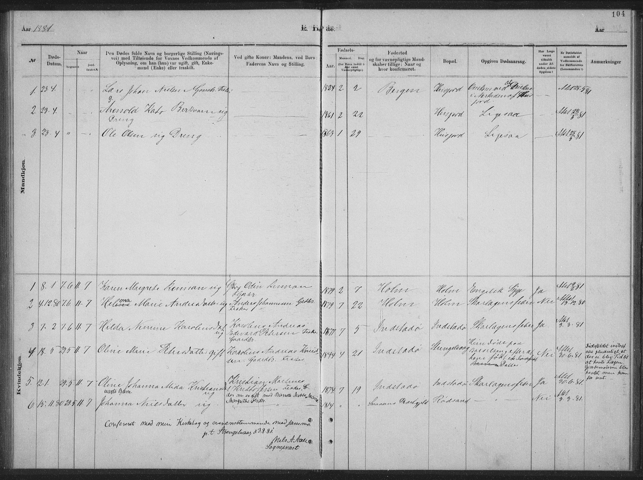 Ministerialprotokoller, klokkerbøker og fødselsregistre - Nordland, SAT/A-1459/894/L1359: Parish register (copy) no. 894C02, 1877-1884, p. 104