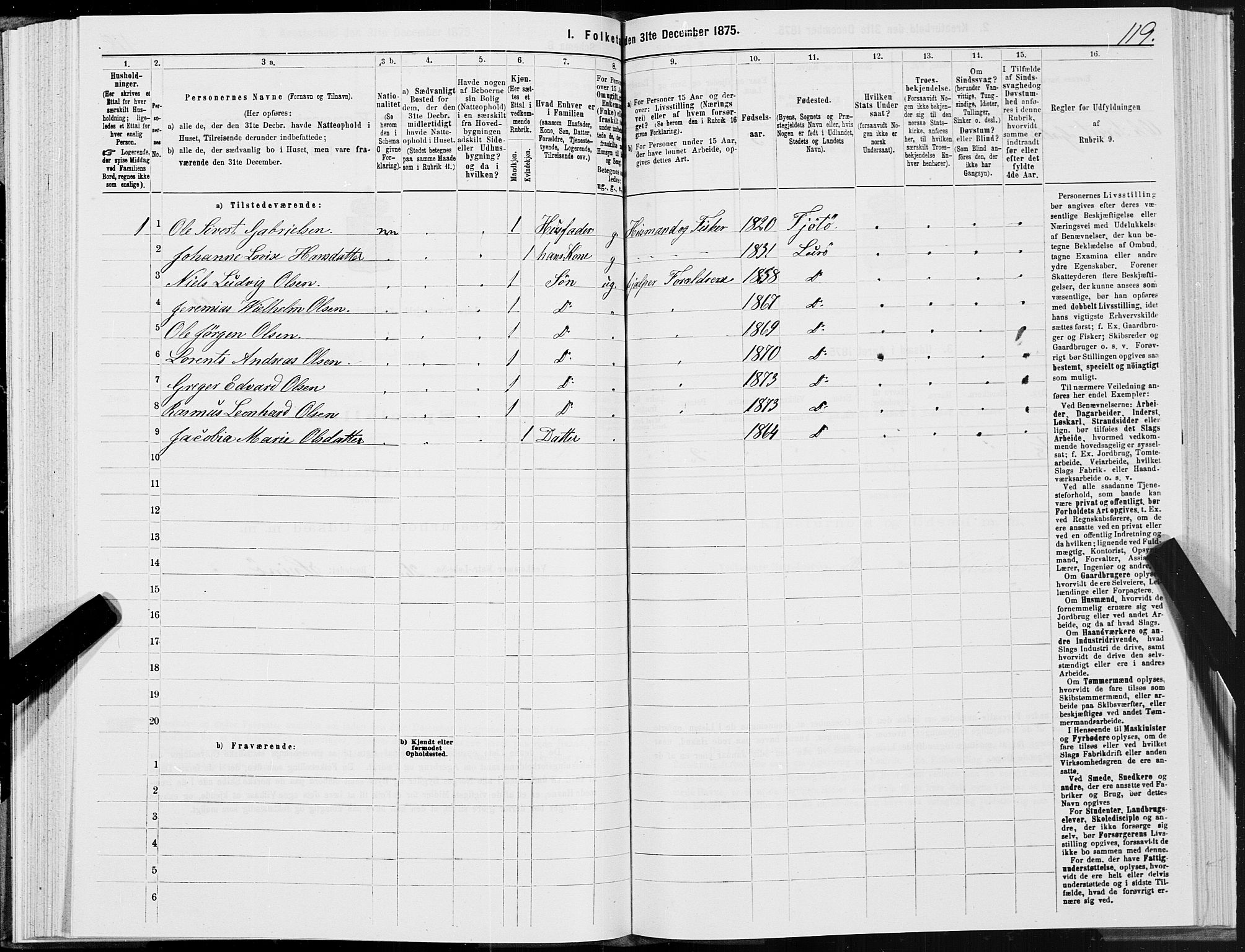 SAT, 1875 census for 1834P Lurøy, 1875, p. 2119