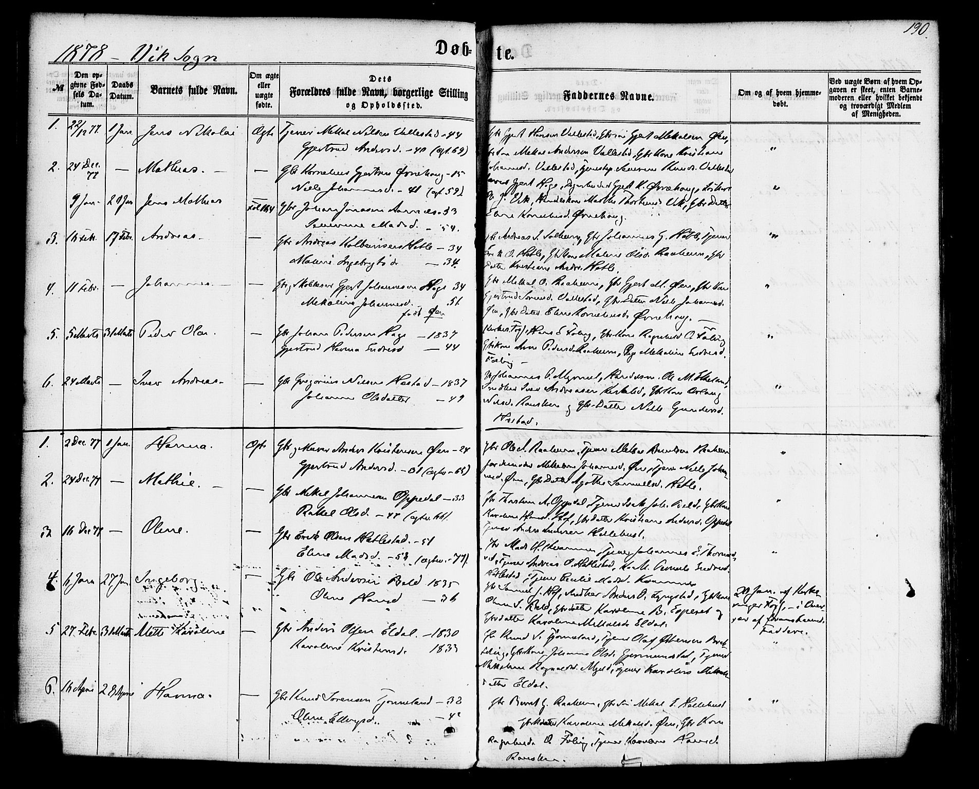 Gaular sokneprestembete, SAB/A-80001/H/Haa: Parish register (official) no. A 5, 1860-1881, p. 190