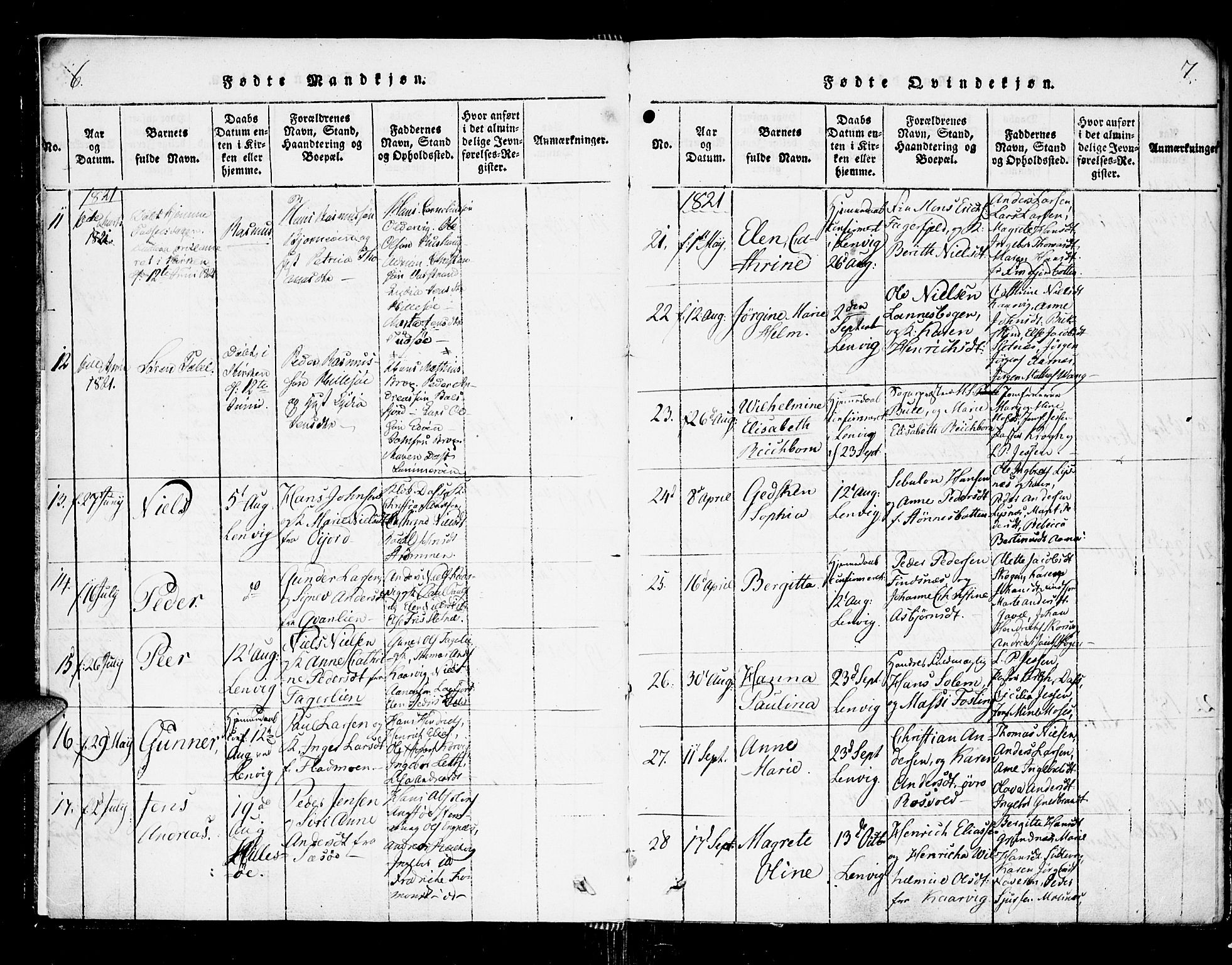 Lenvik sokneprestembete, SATØ/S-1310/H/Ha/Haa/L0003kirke: Parish register (official) no. 3, 1820-1831, p. 6-7