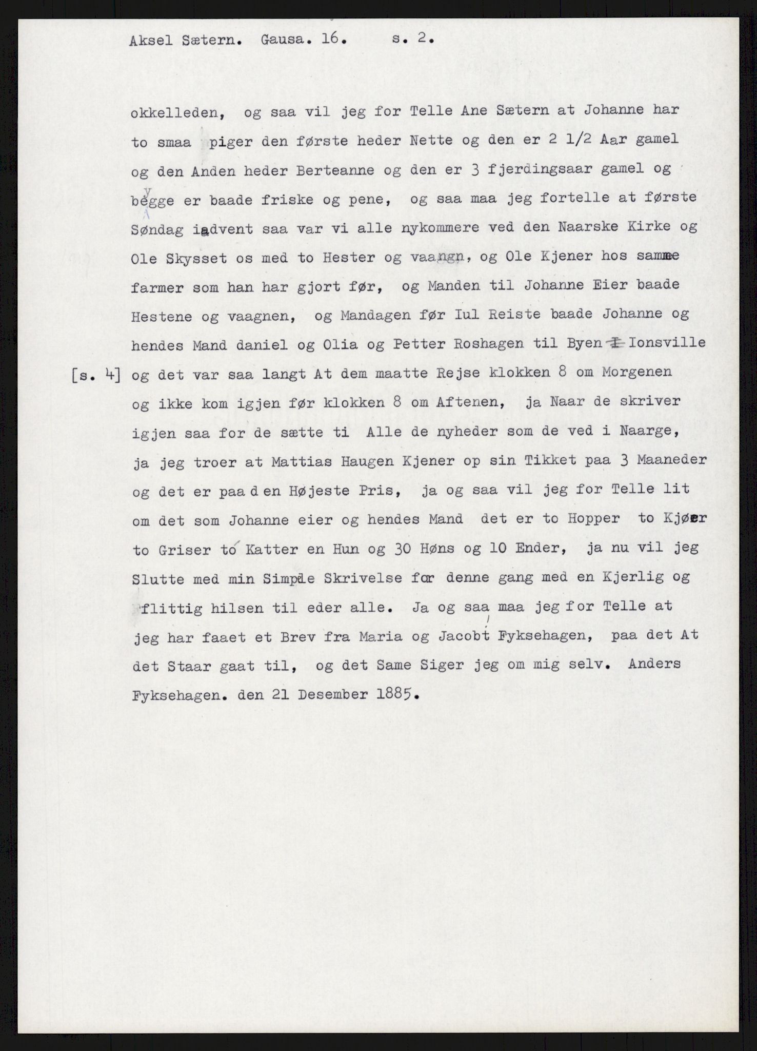 Samlinger til kildeutgivelse, Amerikabrevene, AV/RA-EA-4057/F/L0015: Innlån fra Oppland: Sæteren - Vigerust, 1838-1914, p. 125