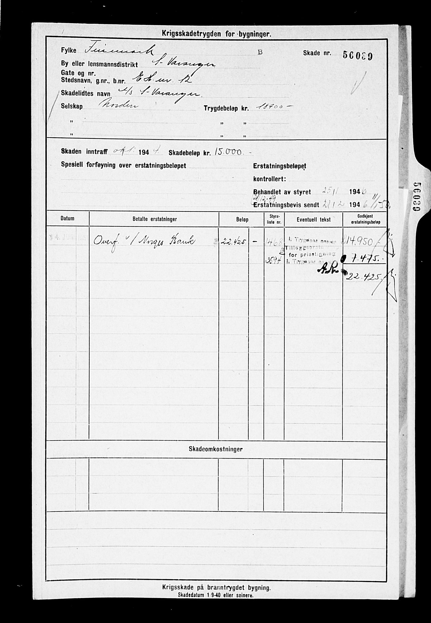 Krigsskadetrygdene for bygninger og løsøre, AV/RA-S-1548/V/L0014: --, 1940-1945, p. 107