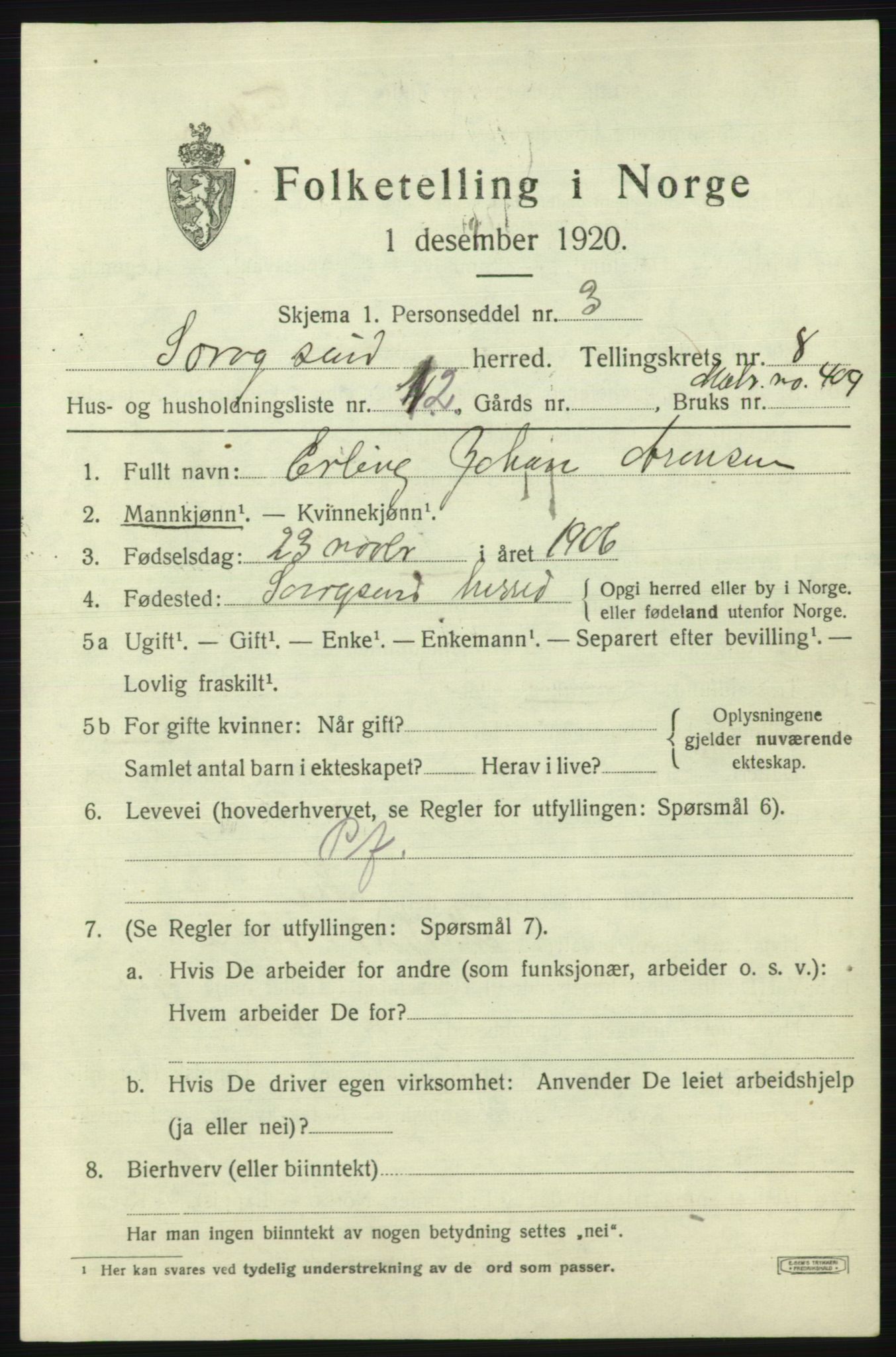 SATØ, 1920 census for Sørøysund rural district, 1920, p. 3262