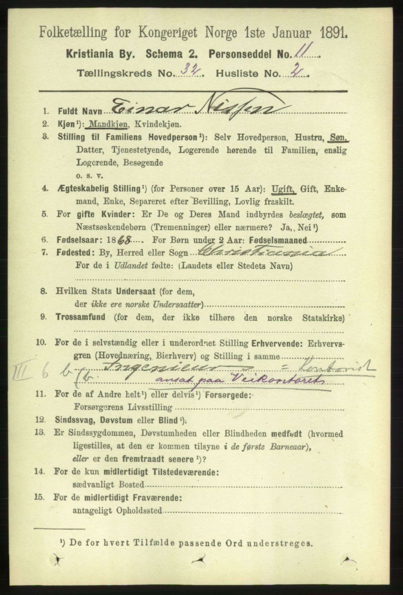 RA, 1891 census for 0301 Kristiania, 1891, p. 16894