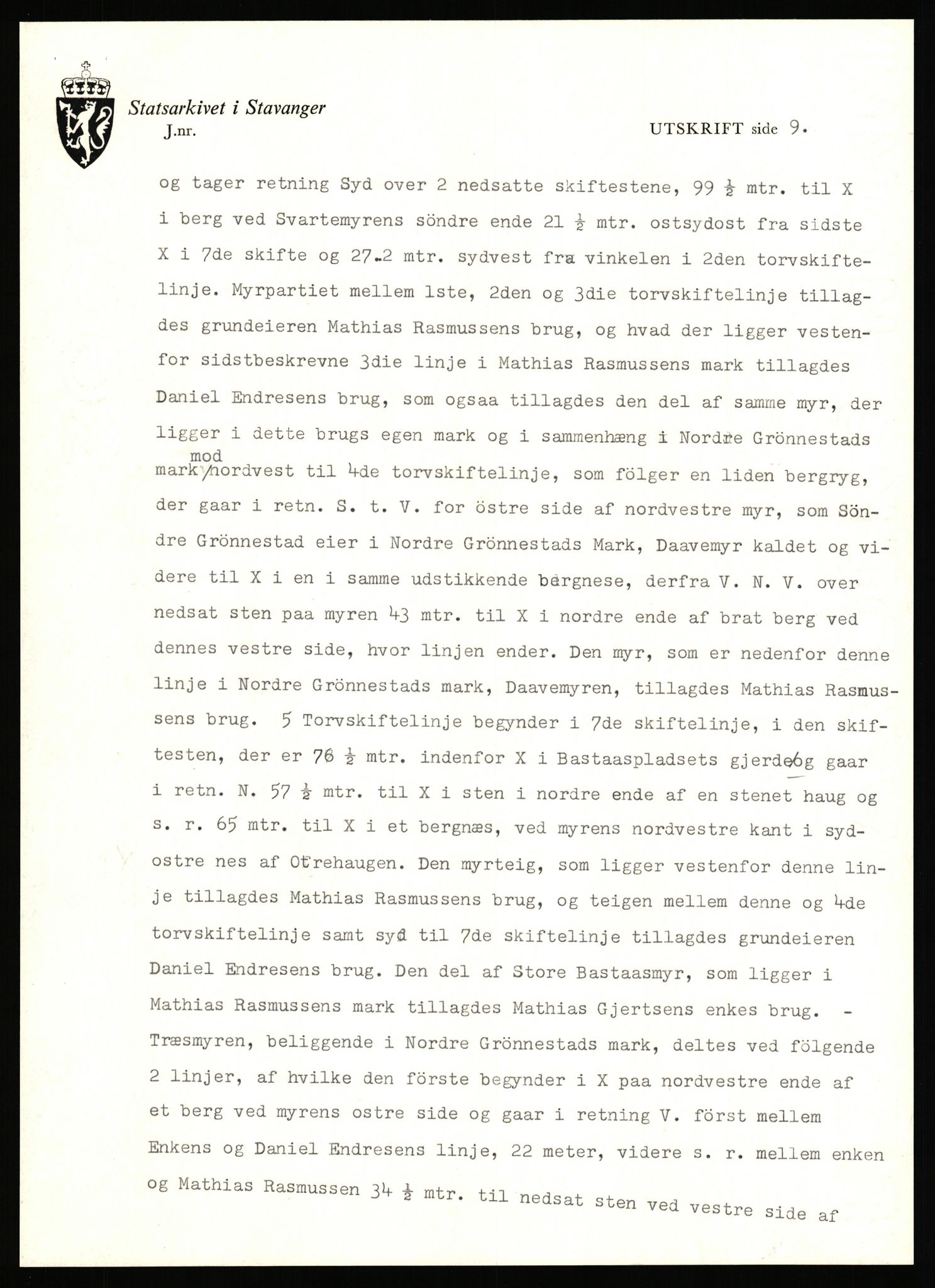 Statsarkivet i Stavanger, AV/SAST-A-101971/03/Y/Yj/L0027: Avskrifter sortert etter gårdsnavn: Gravdal - Grøtteland, 1750-1930, p. 421