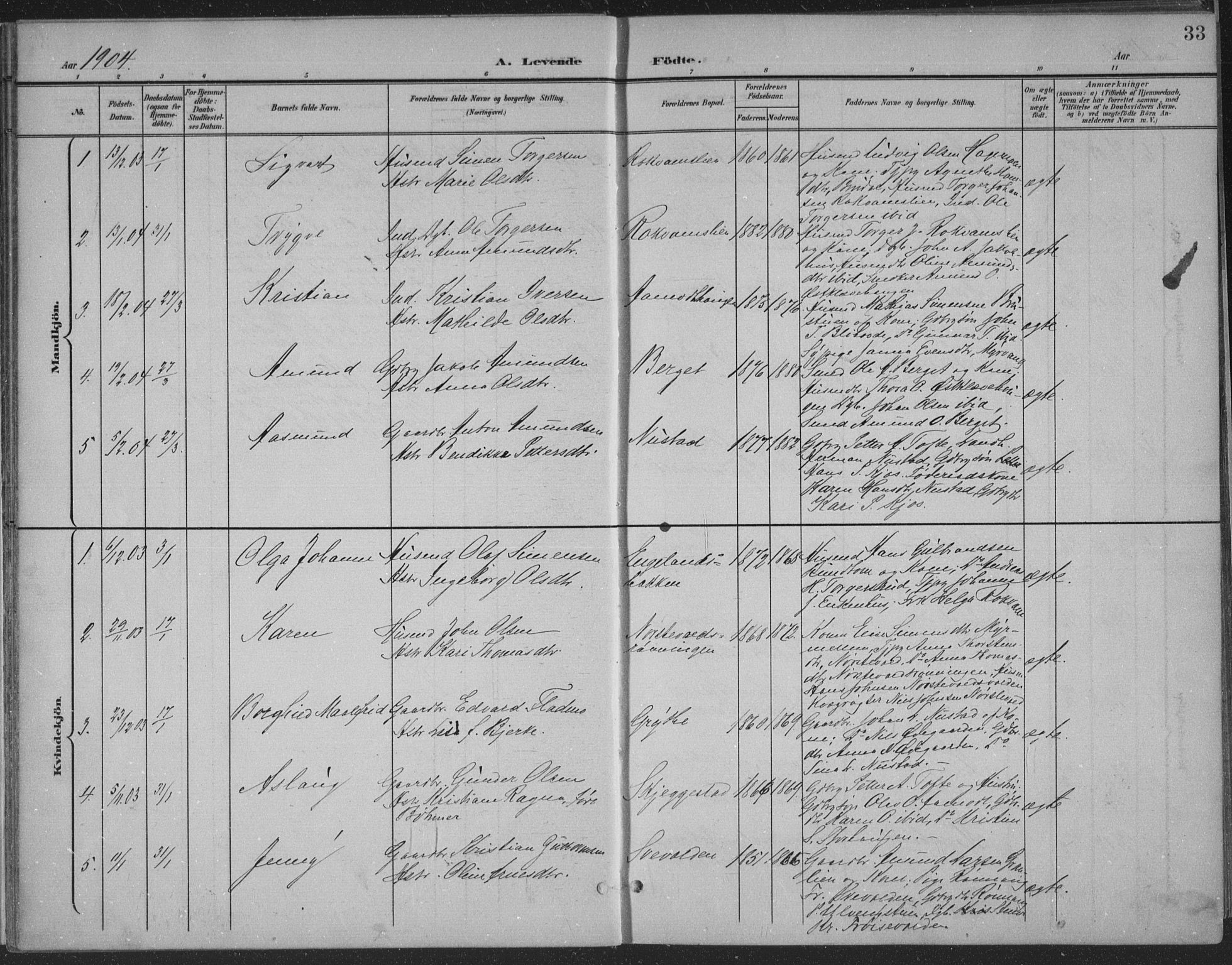Østre Gausdal prestekontor, SAH/PREST-092/H/Ha/Haa/L0004: Parish register (official) no. 4, 1898-1914, p. 33