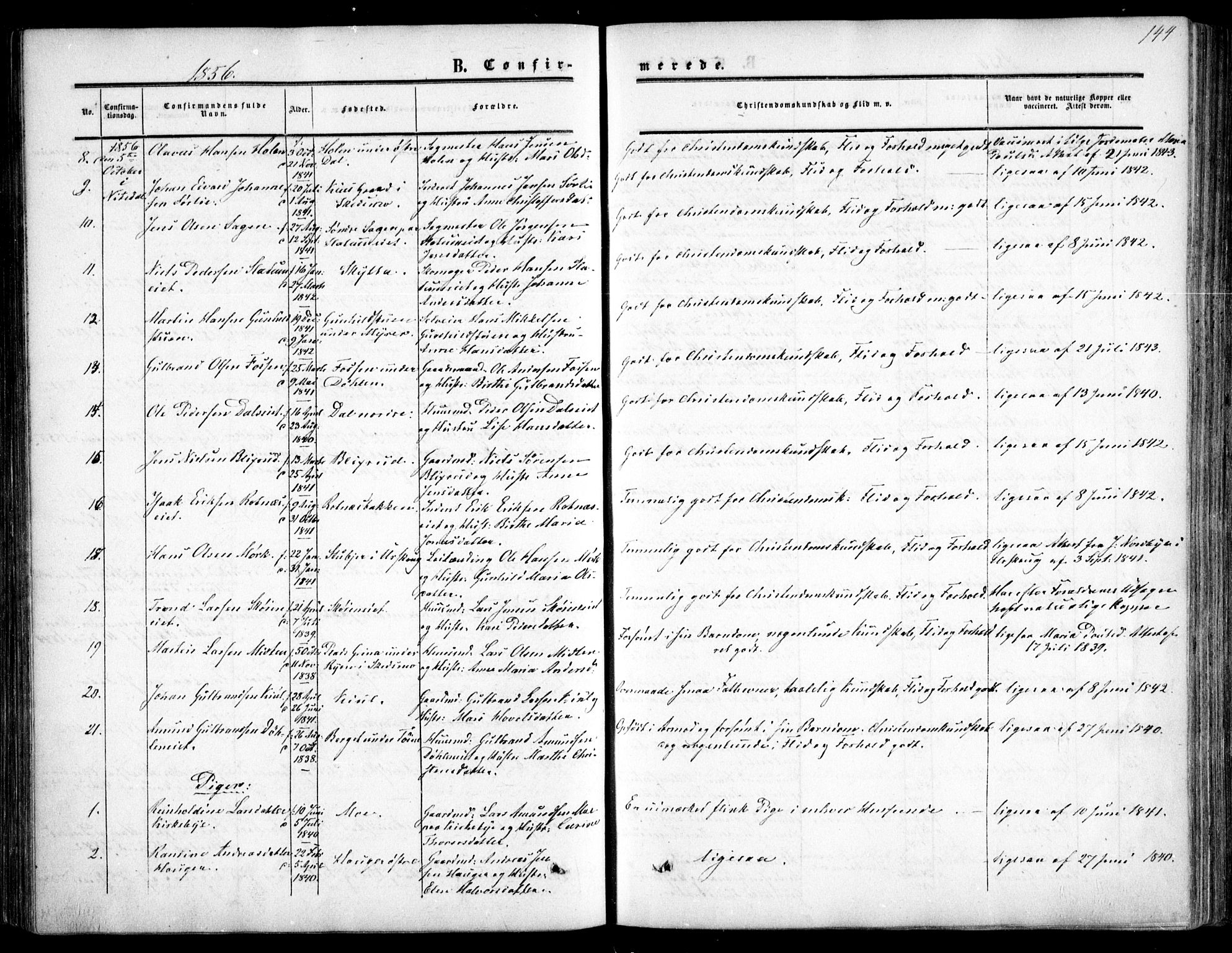 Nittedal prestekontor Kirkebøker, SAO/A-10365a/F/Fa/L0005: Parish register (official) no. I 5, 1850-1862, p. 144
