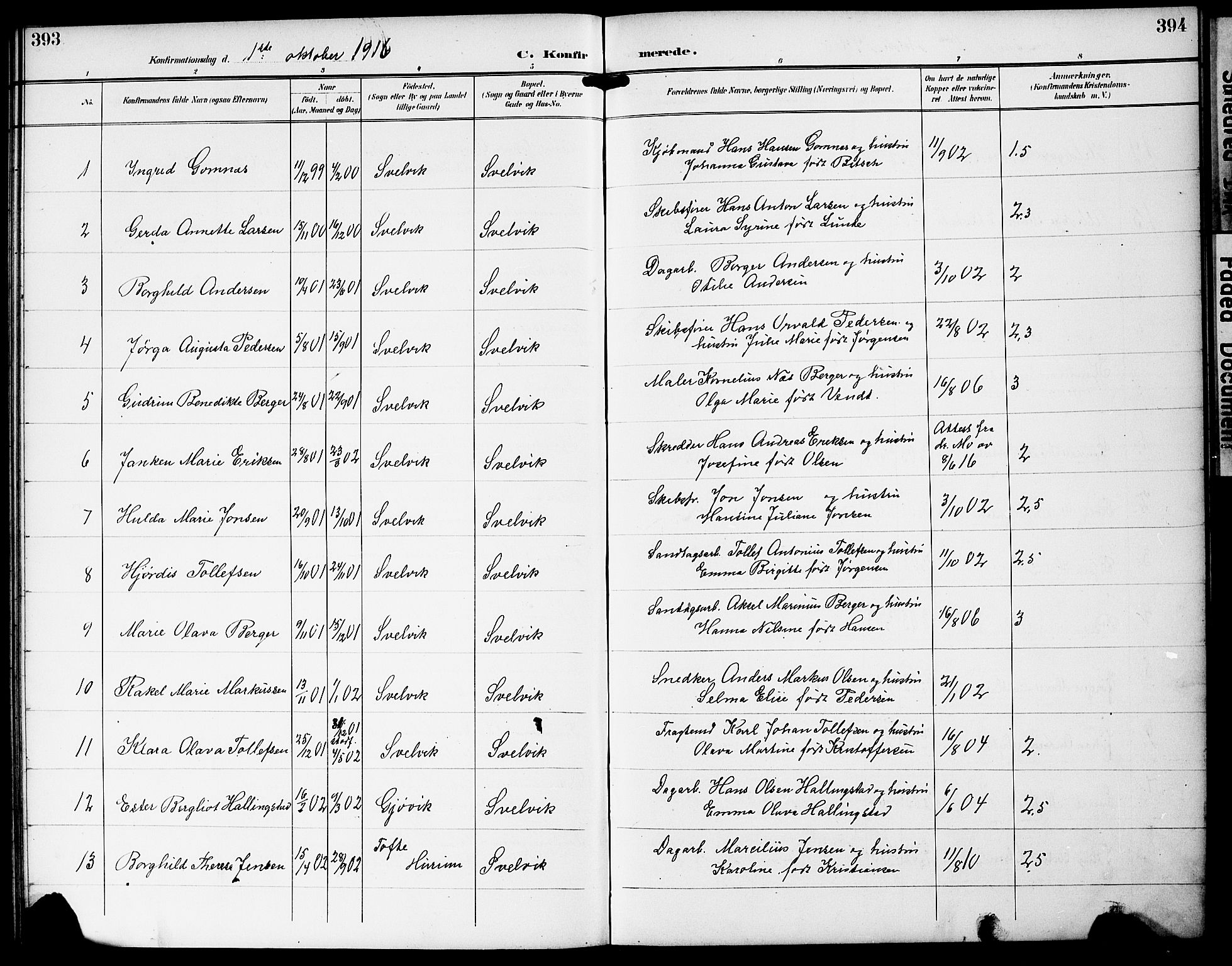 Strømm kirkebøker, SAKO/A-322/G/Gb/L0002: Parish register (copy) no. II 2, 1897-1928, p. 393-394