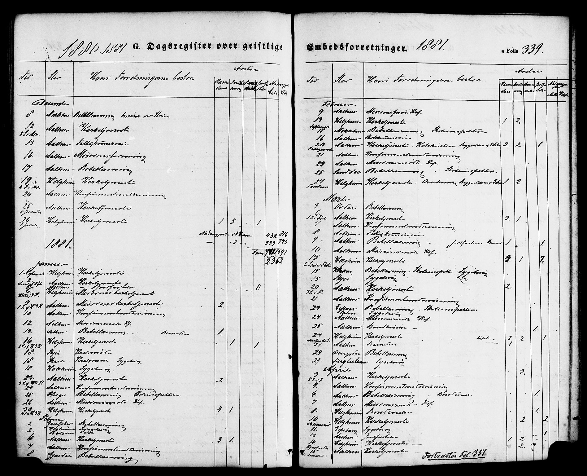 Jølster sokneprestembete, SAB/A-80701/H/Haa/Haaa/L0011: Parish register (official) no. A 11, 1866-1881, p. 339