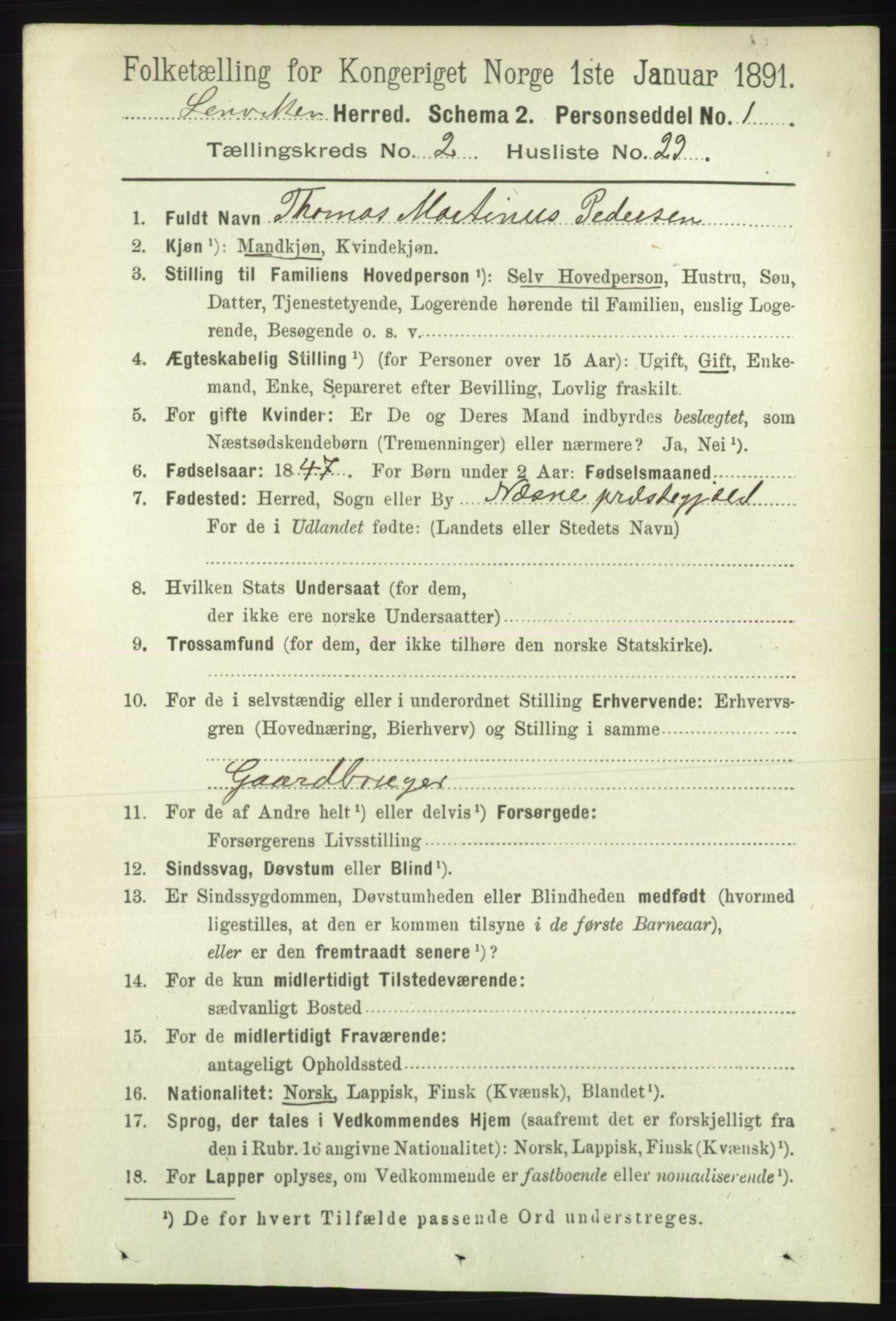 RA, 1891 census for 1931 Lenvik, 1891, p. 974