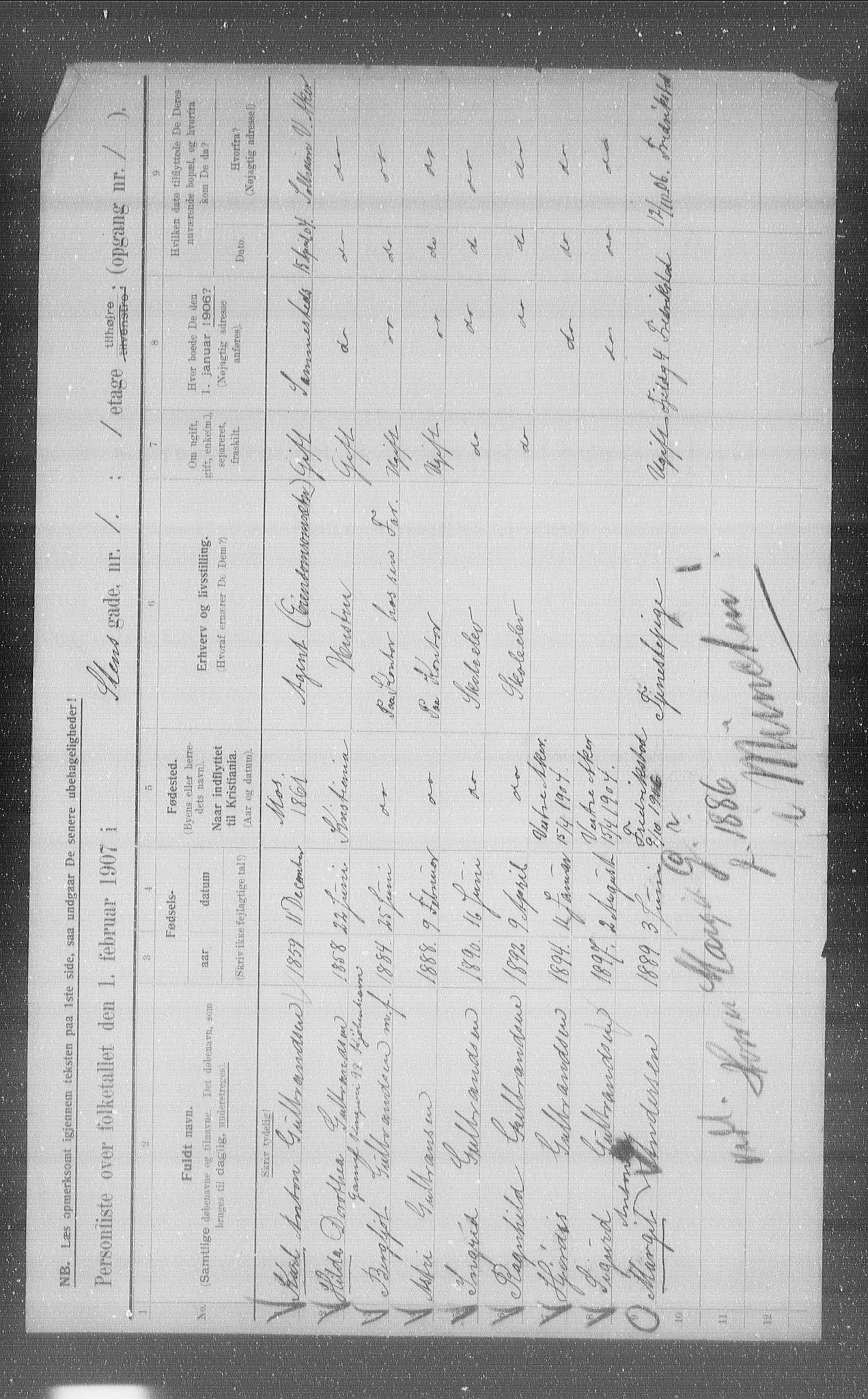 OBA, Municipal Census 1907 for Kristiania, 1907, p. 51821