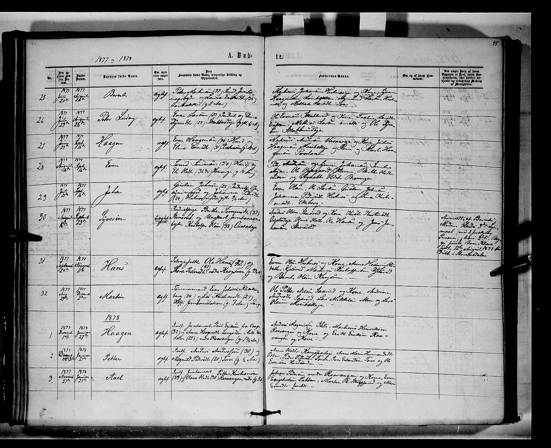 Stange prestekontor, SAH/PREST-002/K/L0014: Parish register (official) no. 14, 1862-1879, p. 45