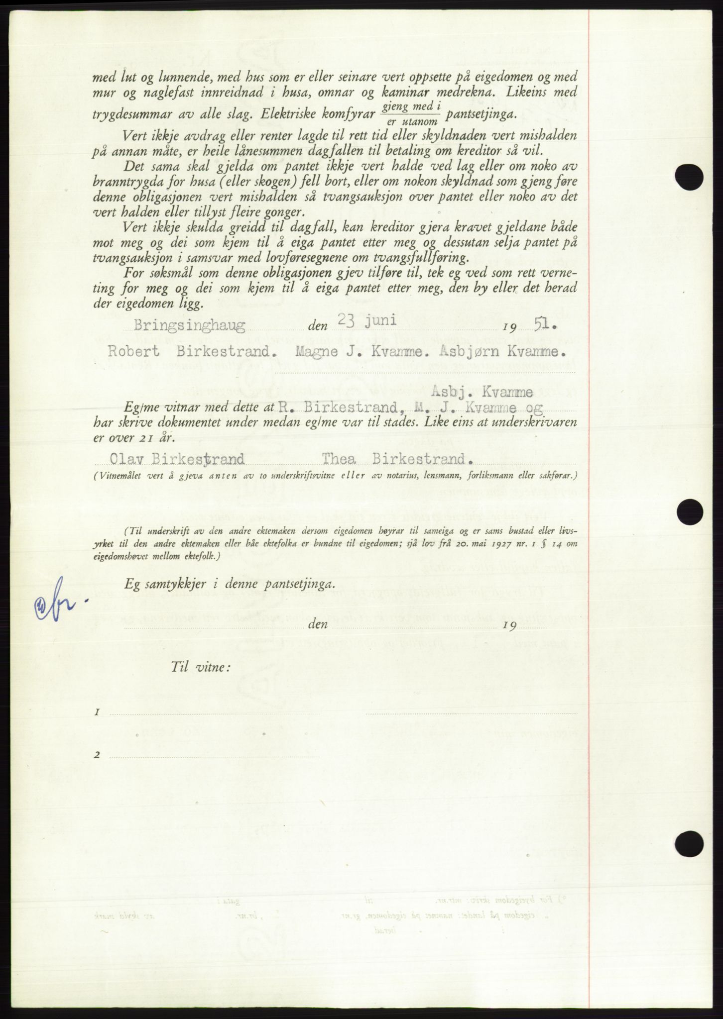 Søre Sunnmøre sorenskriveri, AV/SAT-A-4122/1/2/2C/L0120: Mortgage book no. 8B, 1951-1951, Diary no: : 1272/1951