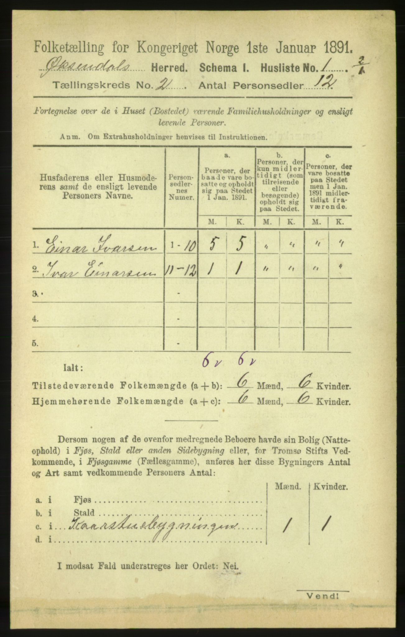 RA, 1891 census for 1561 Øksendal, 1891, p. 213