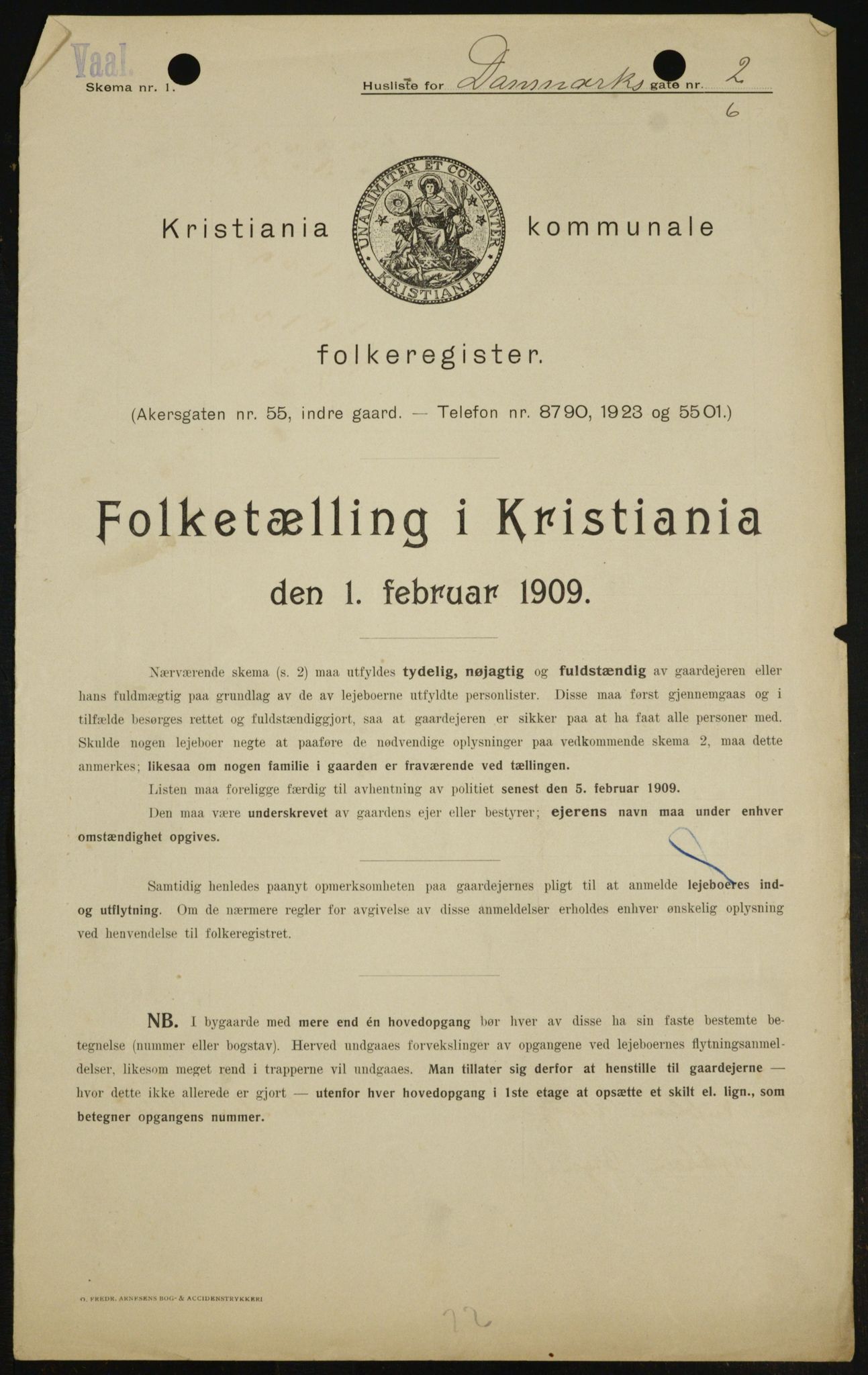 OBA, Municipal Census 1909 for Kristiania, 1909, p. 13244