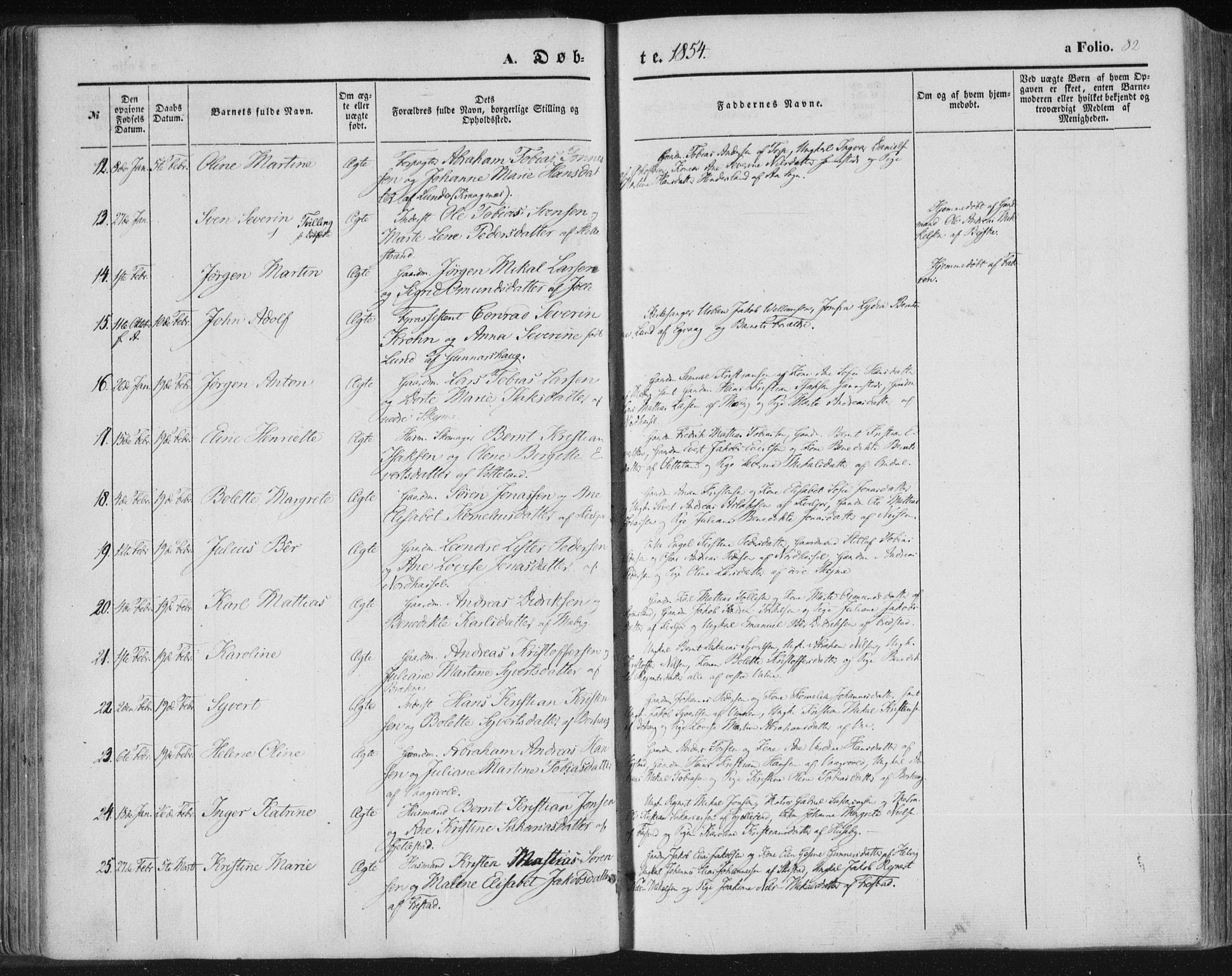 Lista sokneprestkontor, AV/SAK-1111-0027/F/Fa/L0010: Parish register (official) no. A 10, 1846-1861, p. 82