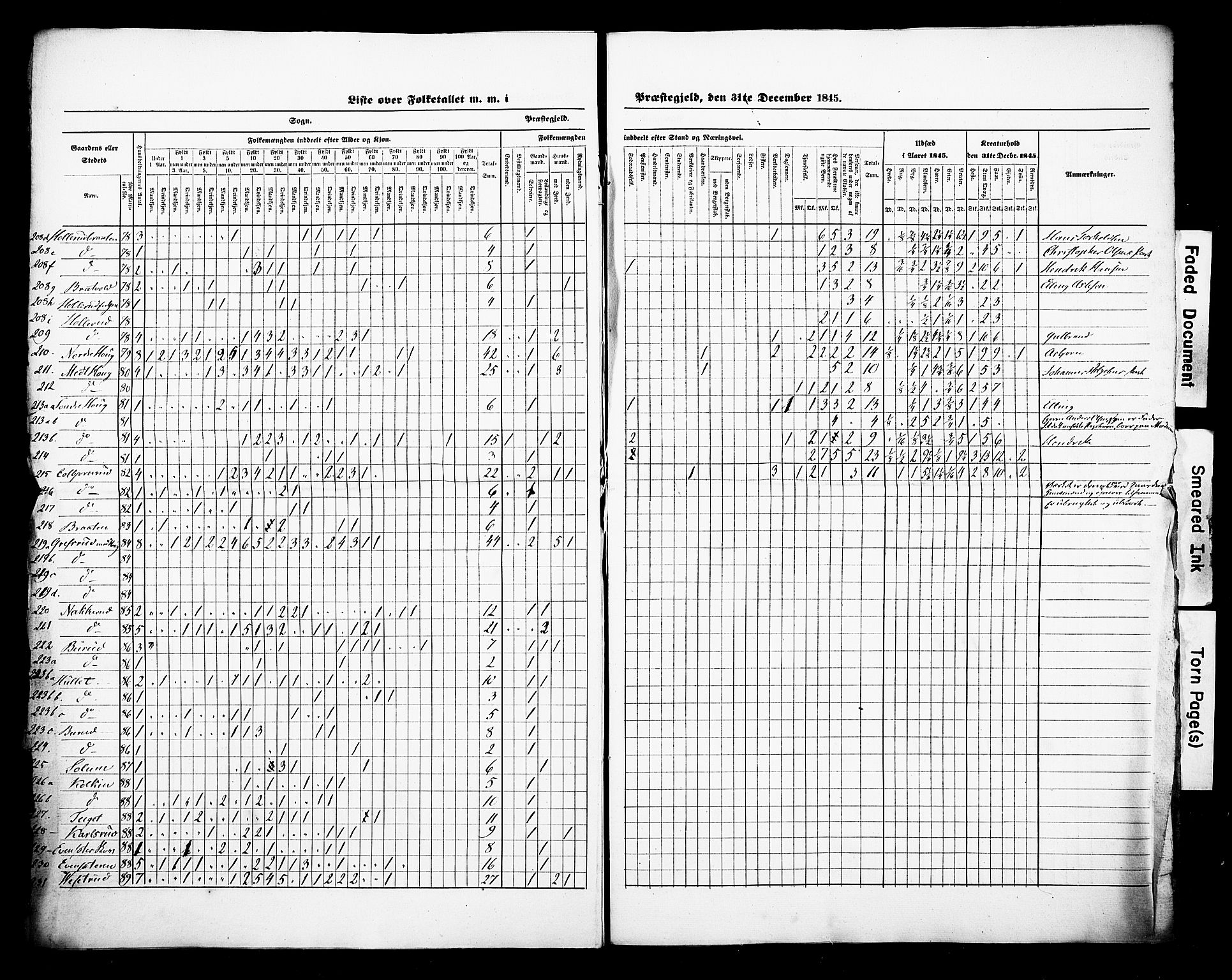 , Census 1845 for Hole, 1845, p. 8