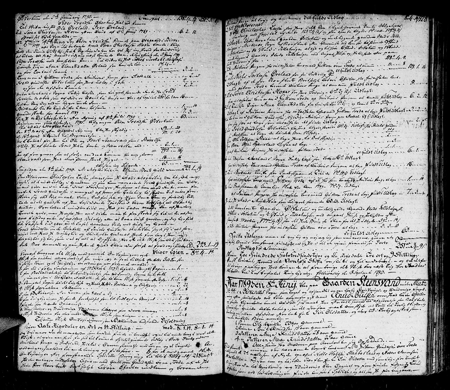 Nedenes sorenskriveri før 1824, SAK/1221-0007/H/Hc/L0040: Skifteprotokoll med register nr 27, 1788-1791, p. 727b-728a